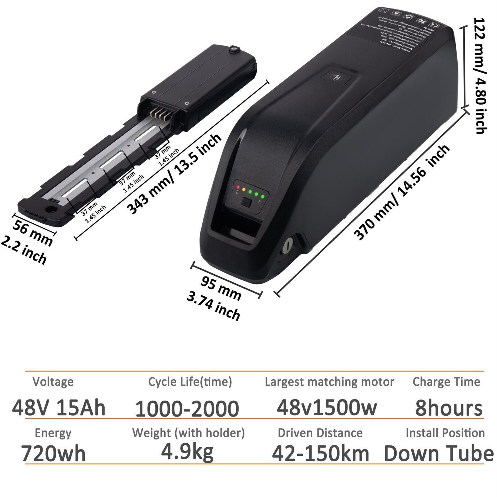 36V 48V 52V 10AH/15AH/20AH 750W 1000W 1500W Ebike Lithium Battery NEW A+ Cell