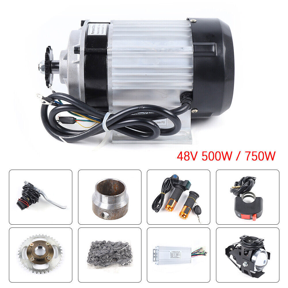 48V 500W/750W Electric Brushless Geared Motor Kit For E-Tricycle Rickshaw Bikes