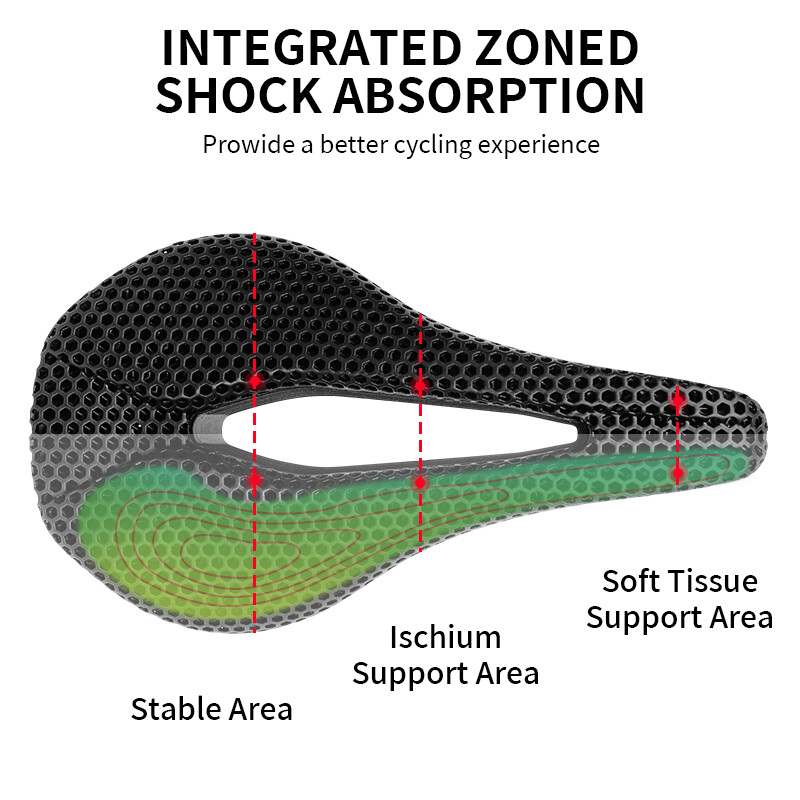 3D Printed Cycling Saddle 143/155mm Ultralight MTB Gravel Road Bike Seat Cushion