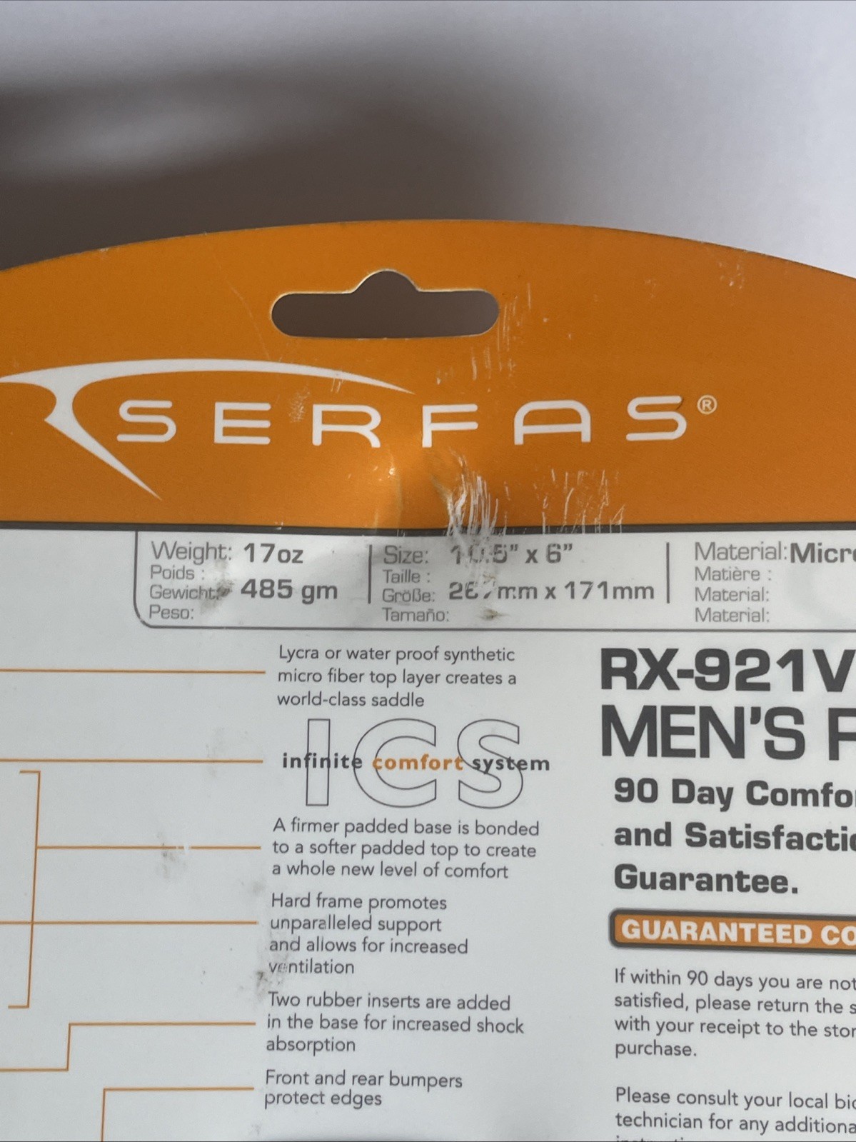 Serfas RX-921V Mens Microfiber Road Mountain Bicycle Saddle Black NEW