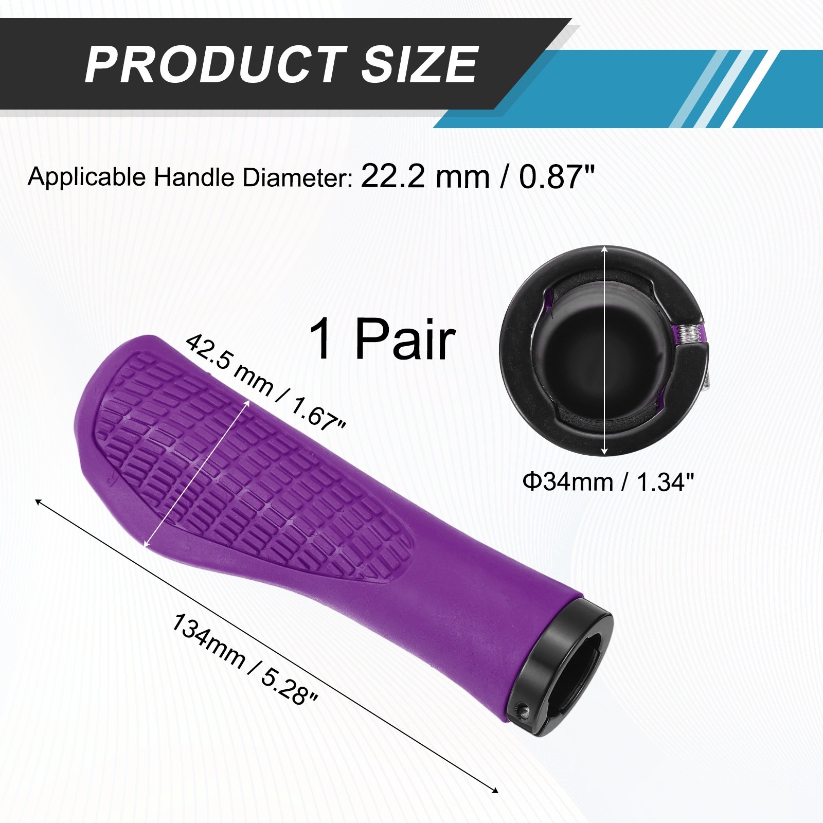 Ergonomic Bike Grips for Bicycle with Wrench 5.3in Diamond-Texture Purple