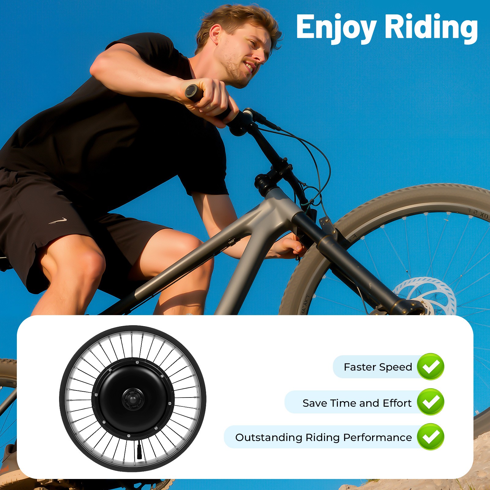 20″ 48V 1000 W E-Bike Electric Bicycle Motor Conversion Kit Fat Tire Front Wheel
