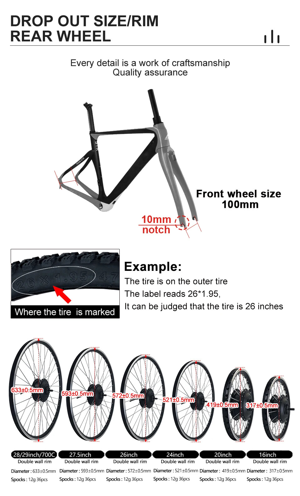 36V 48V 250W 350W 500W Electric Bicycle Conversion Kit Front Hub Wheel Motor