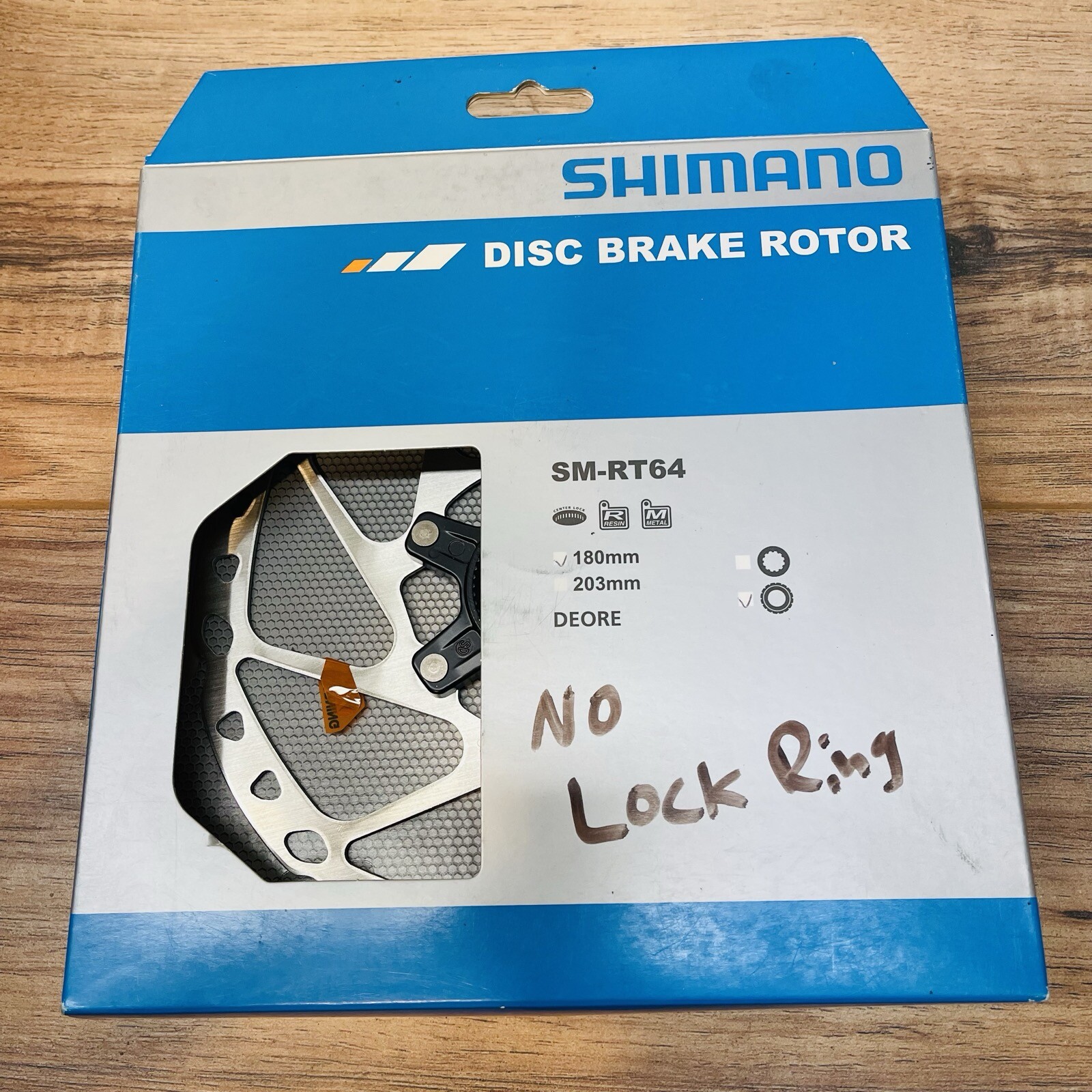 Shimano Deore SM-RT64 180mm Disc Brake Rotor Center Lock NO Lock Ring