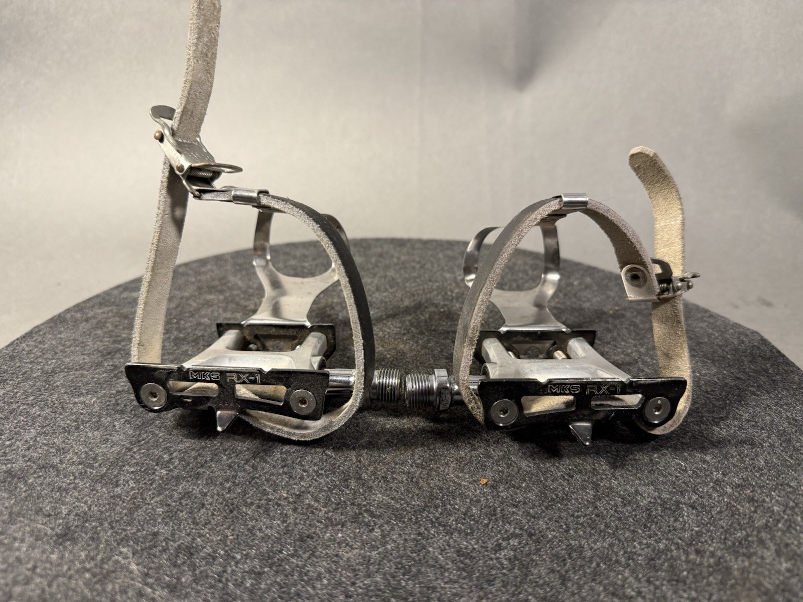 Vintage MKS RX-1 NJS Track Pedals with Toe Clips And Christophe Straps. Pista.