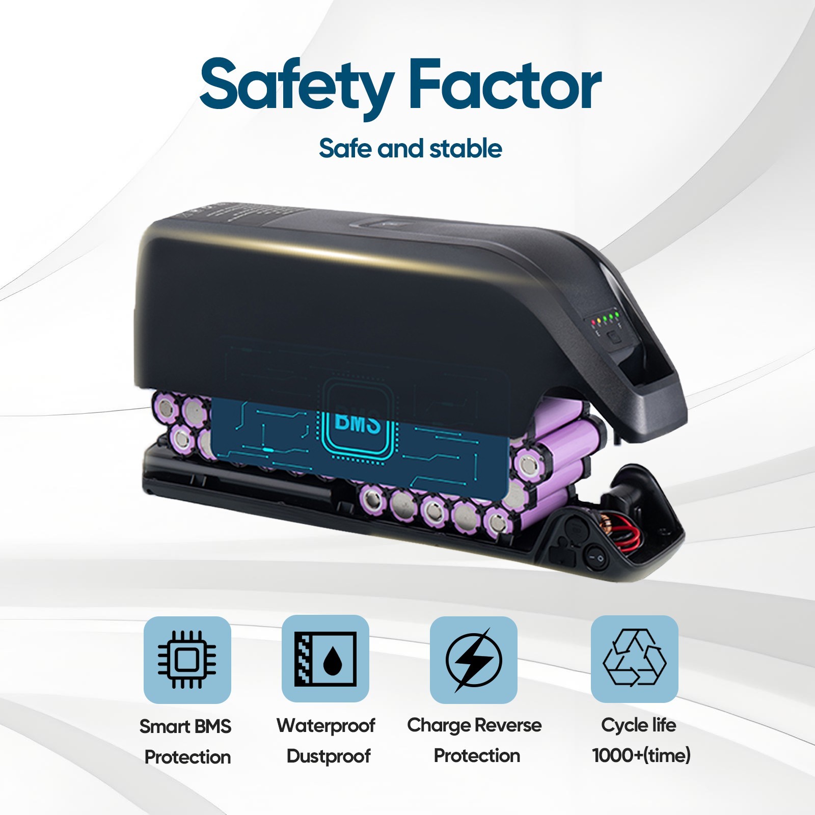 36V Ebike Lithium Battery 10Ah/15Ah/20Ah For Electric Bike Battery 0-1500W 5PIN