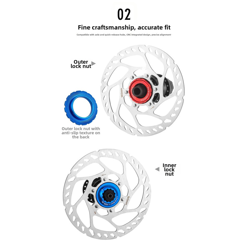 Aluminum Alloy Center Lock to Six Bolt Disc Brake Adapter for MTB Road Bikes