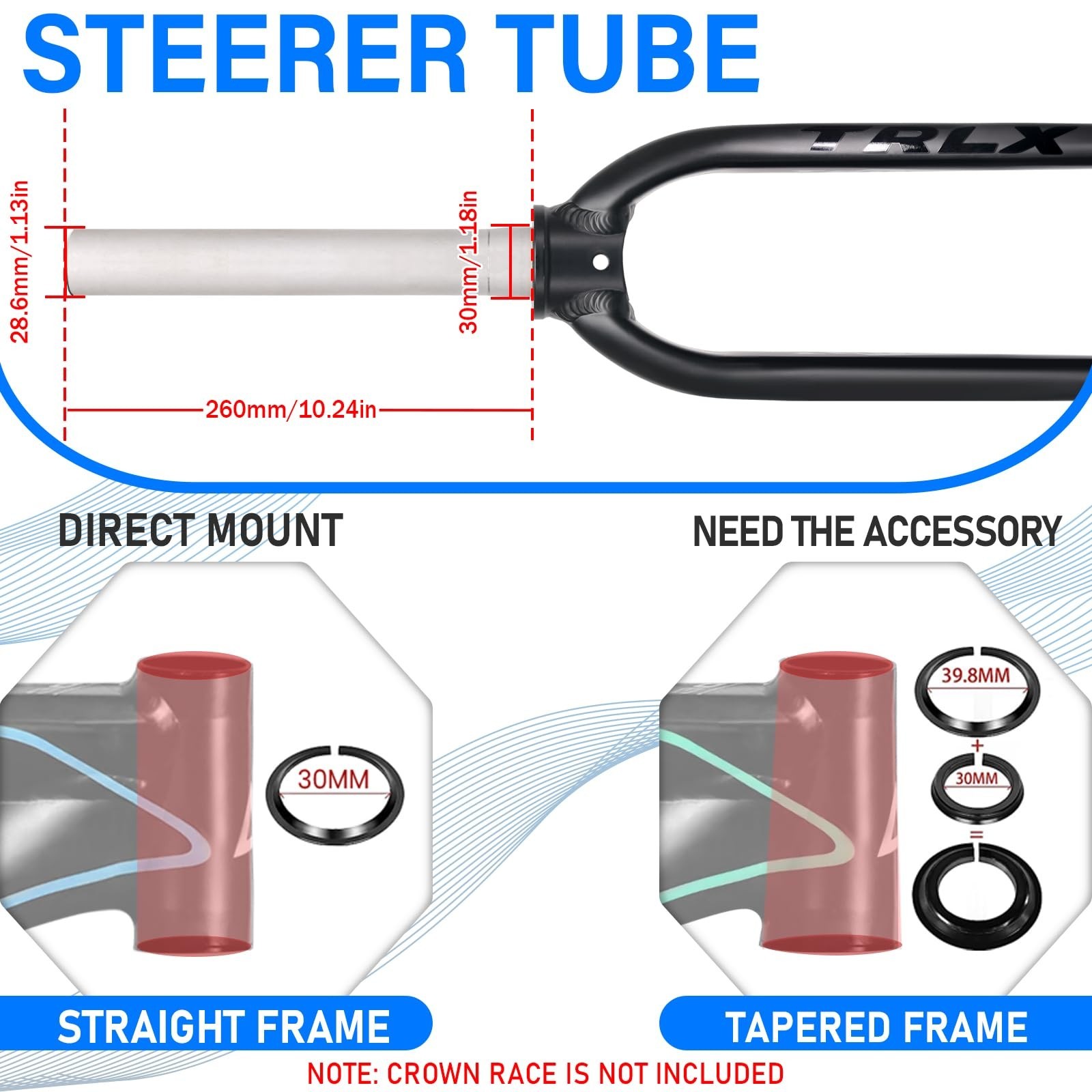 BUCKLOS 26/27.5/29 inch Mountain Bike Rigid Forks, 1-1/8″ Threadless Straight…