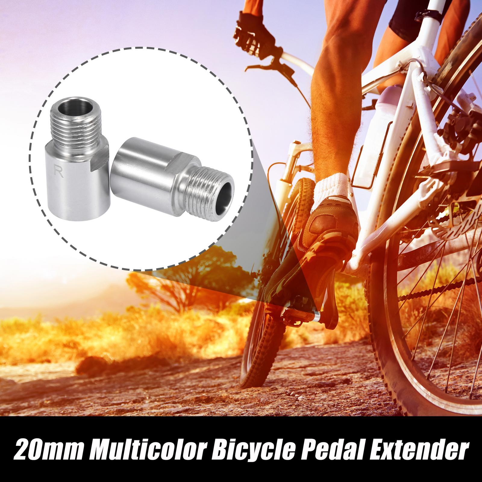 1 Pair Silver Tone Bicycle Pedal Extender Adapter 20mm for 9/16″ Cranks Bike