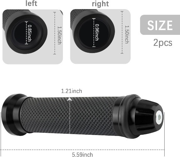 2PCS Motorcycle Handlebar Grips, 7/8″ & 1″ Motorcycle Grips Tunin Color: Black
