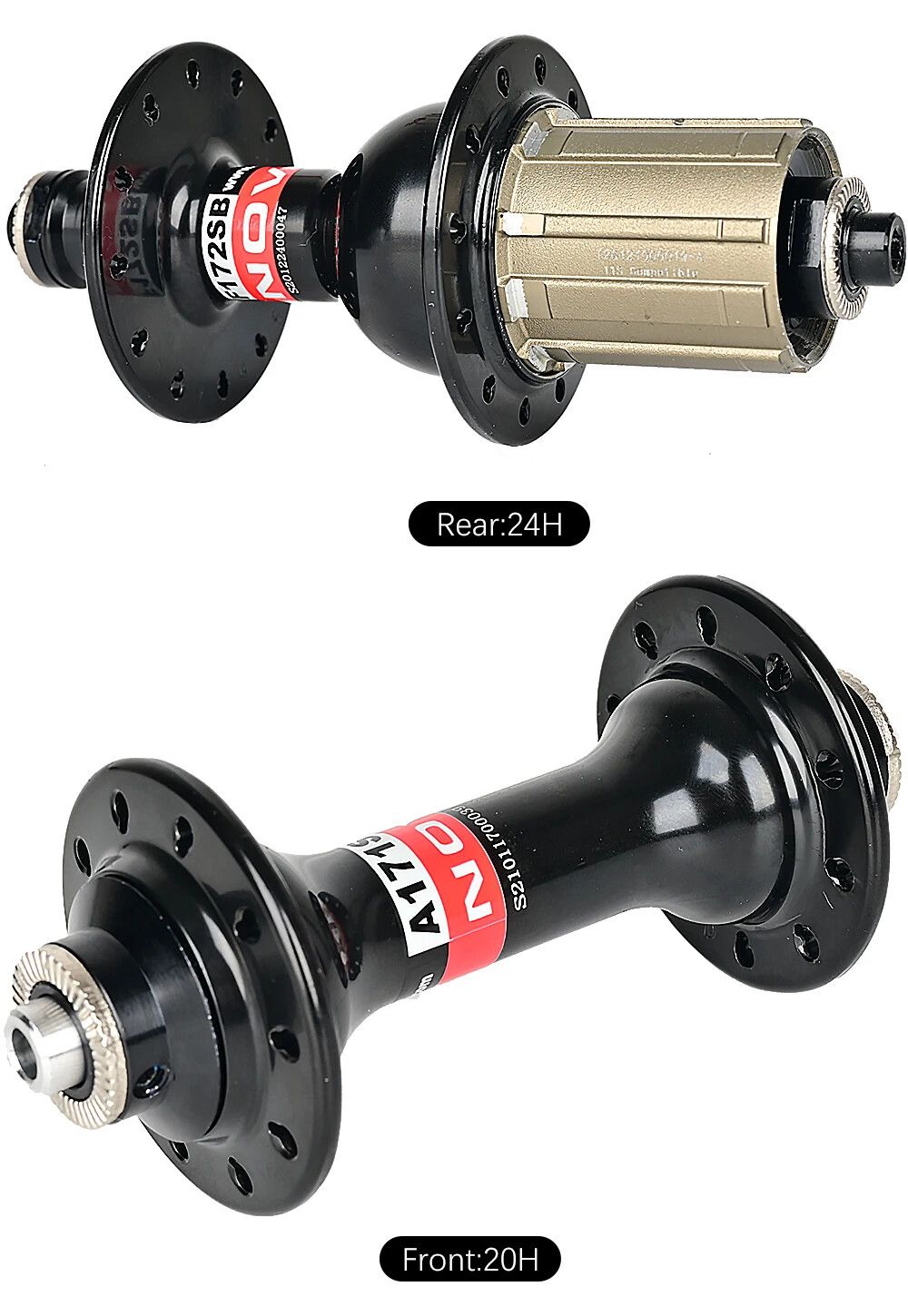 Road Bike Front 2 Rear Sealed Bearings Hubs V-Brake Quick Release Hub 20 24H