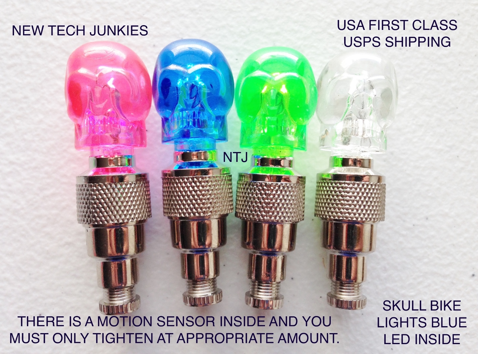 (ONE) SKULL head Valve Stem CAP LED Bike Bicycle Car Motorcycle Wheel tire Light