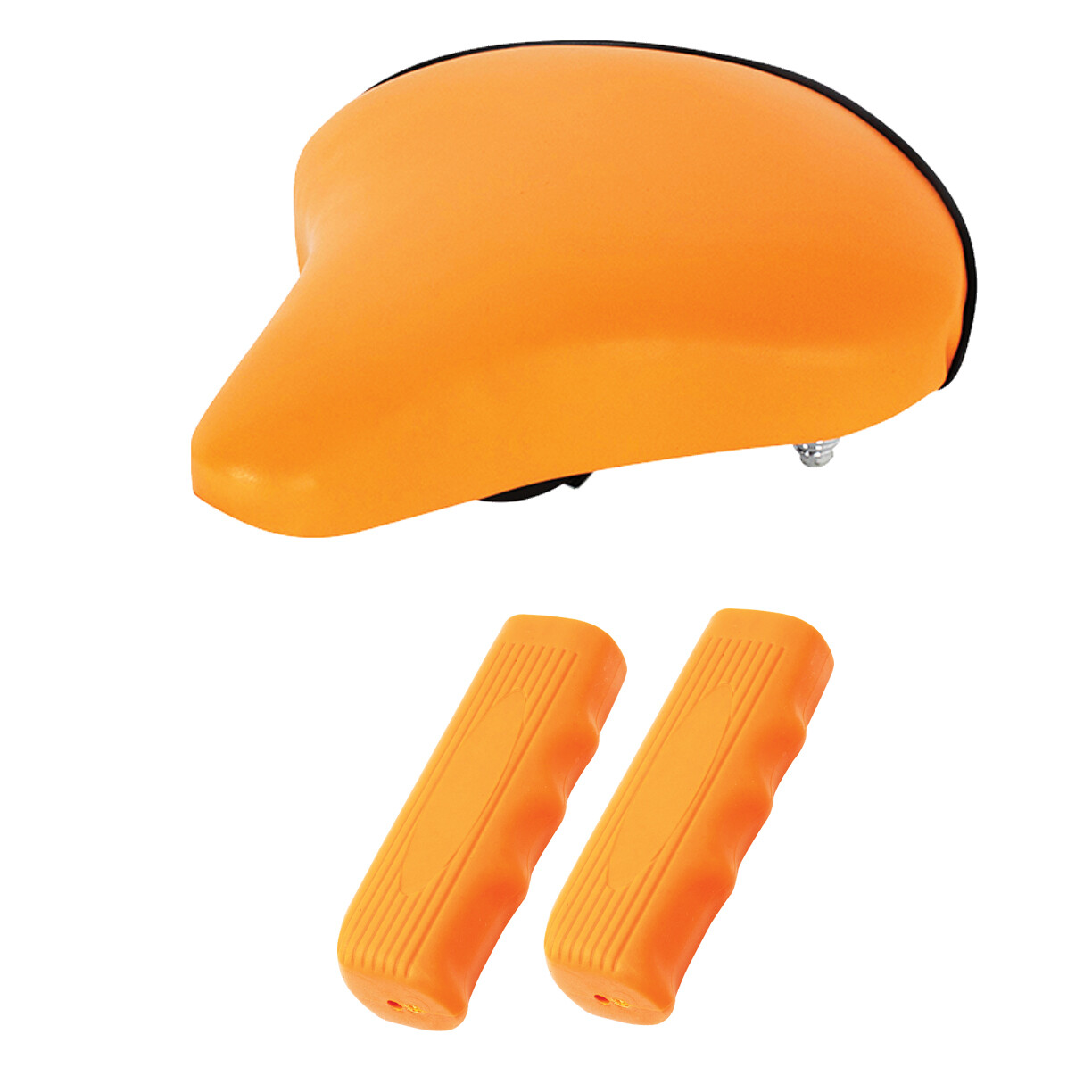 NEW! BEACH CRUISER VINYL SADDLE 209 IN ALL ORANGE W/ORANGE CUSTOM GRIPS