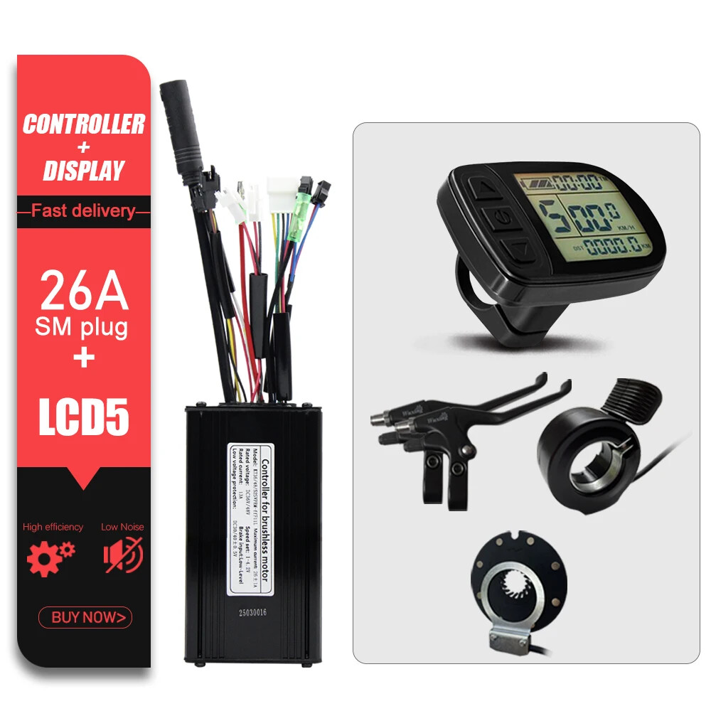 KT E-bike Sinewave Controller 36/48/52V 26A Waterproof Brushless 500W 750W Motor