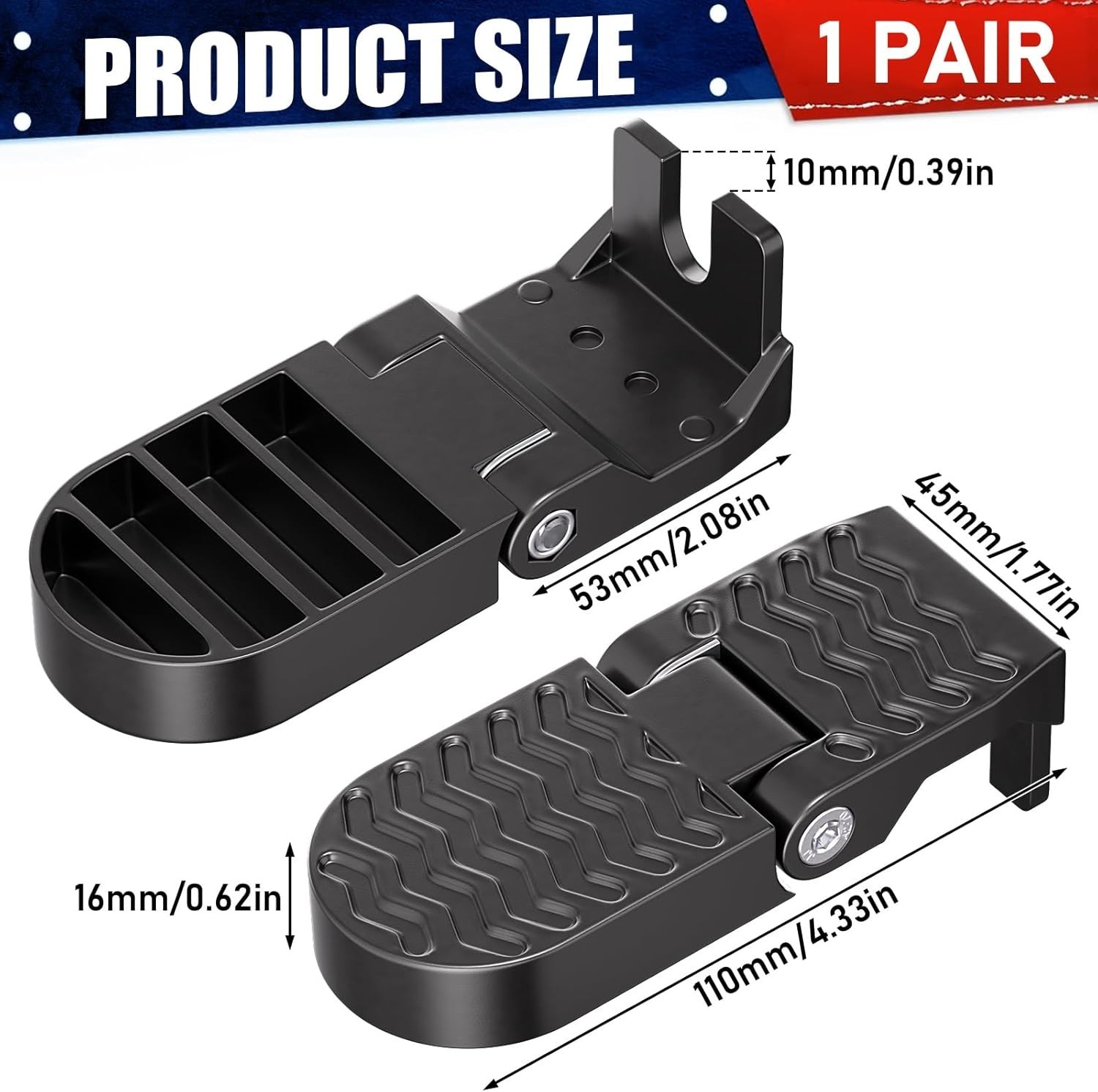 2PCS Bike Rear Pedals Aluminium Bicycle Foot Peg Non-Slip Ebike Pegs