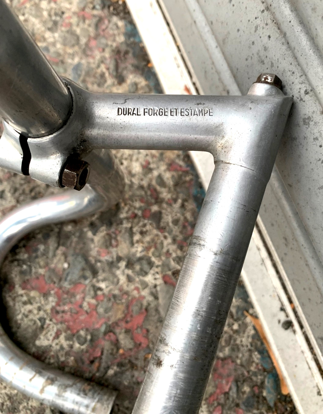 50s Vintage AMBROSIO CHAMPION 95mm Stem + Handlebar 39cm Olmo Quill Legnano