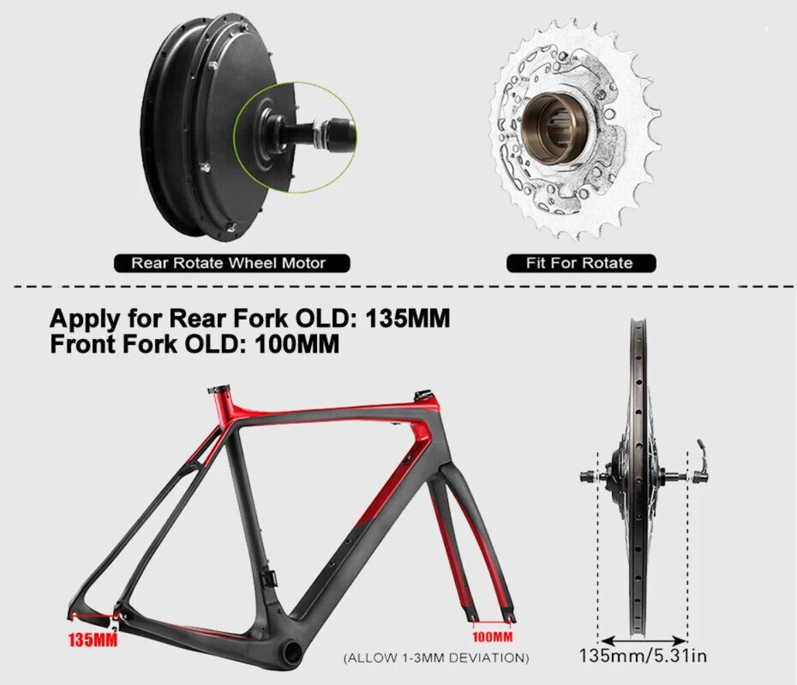 48V 250W-500W Electric Bike Motor Wheel Kit Controller Waterproof Line Display