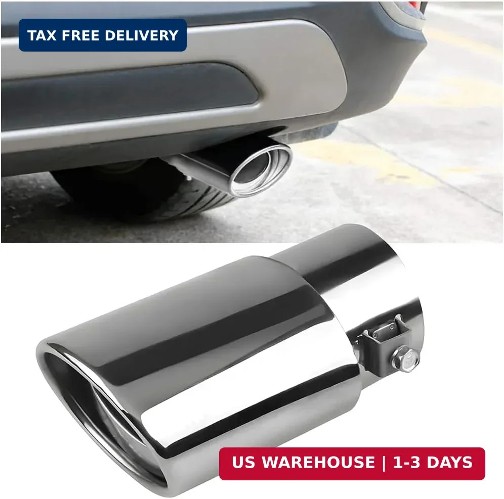 Stainless Steel Car Exhaust Tip, 2.5″ Inlet 3″ Adjustable Chrome-Plated Vehicle