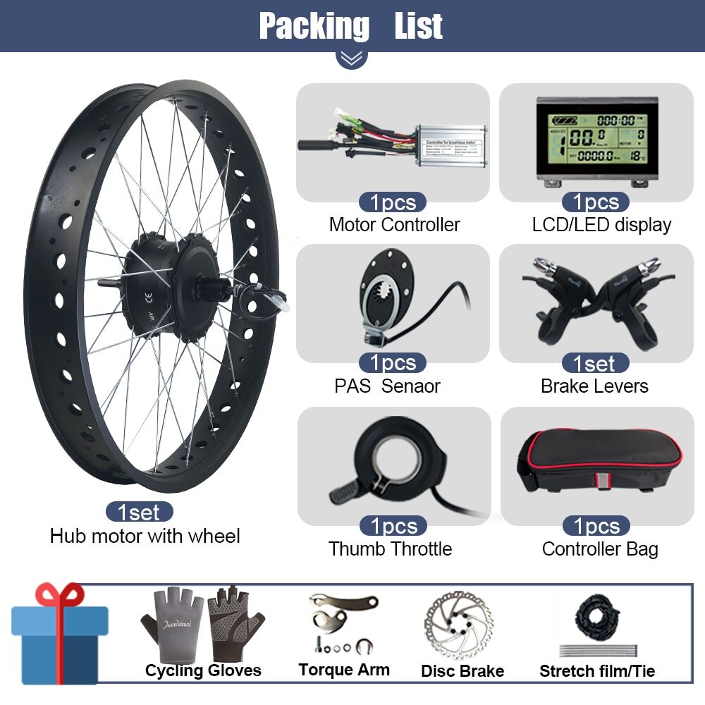 Snow Ebike Conversion Kit 36V 48V 500W Brushless Rear Cassette Hub Motor Wheel
