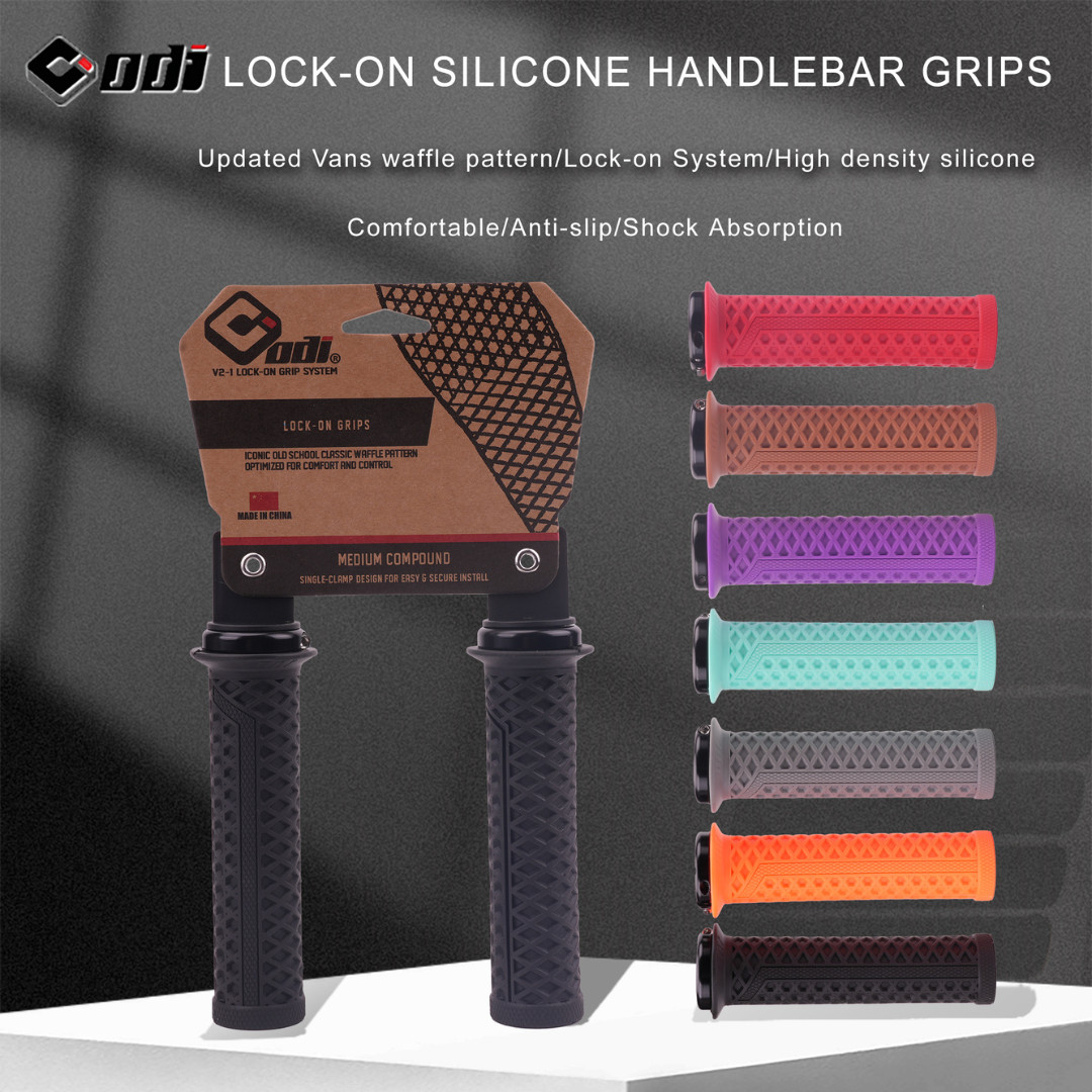 ODI VS-21 MTB Handlebar Grips Lock-On Silicone Waffle Pattern Anti-Slip 130mm