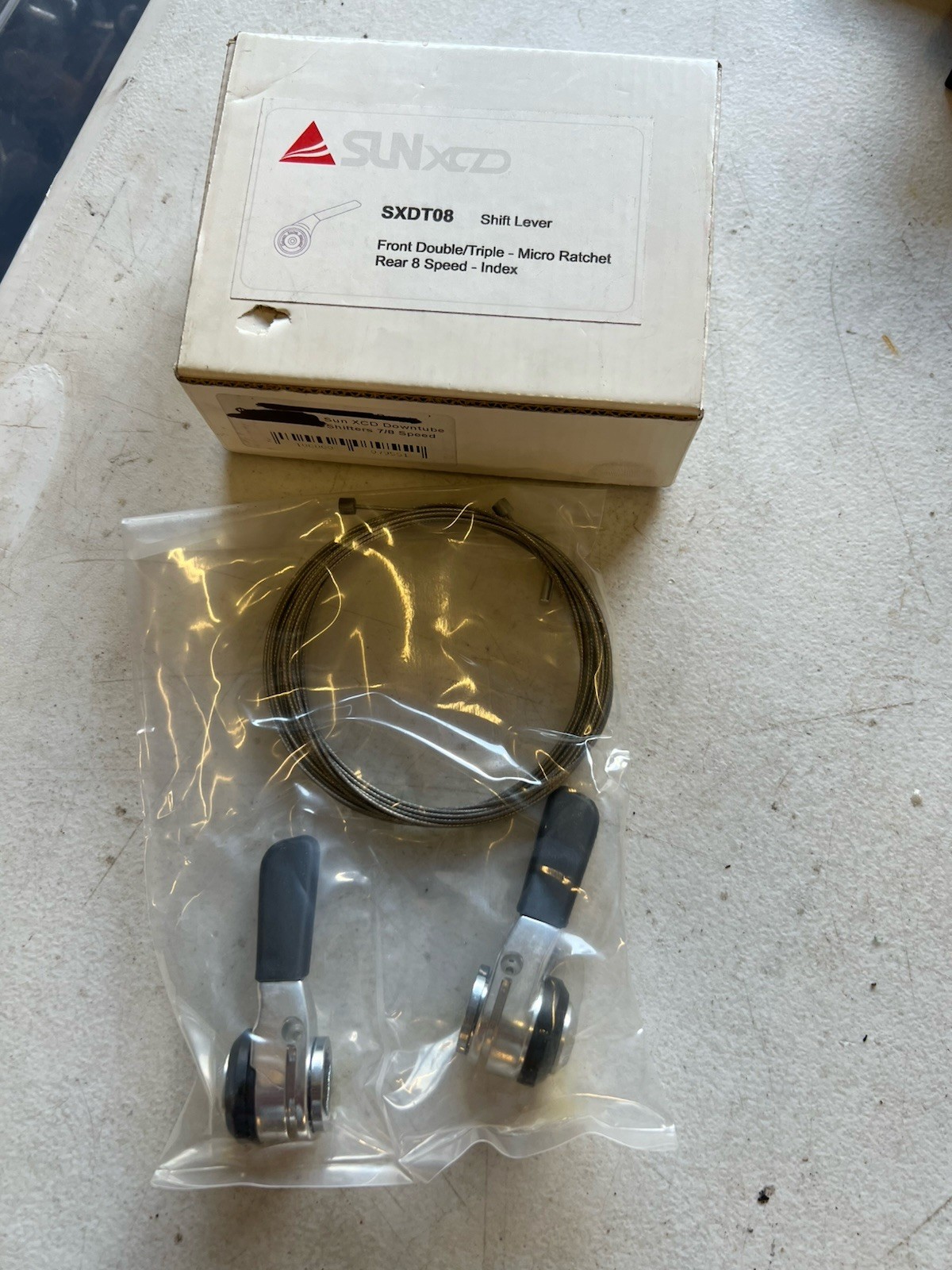 Sun XCD Braze On Down Tube Shifters 2/3 x 8 speed Indexed SXDT08 vintage Thumbie