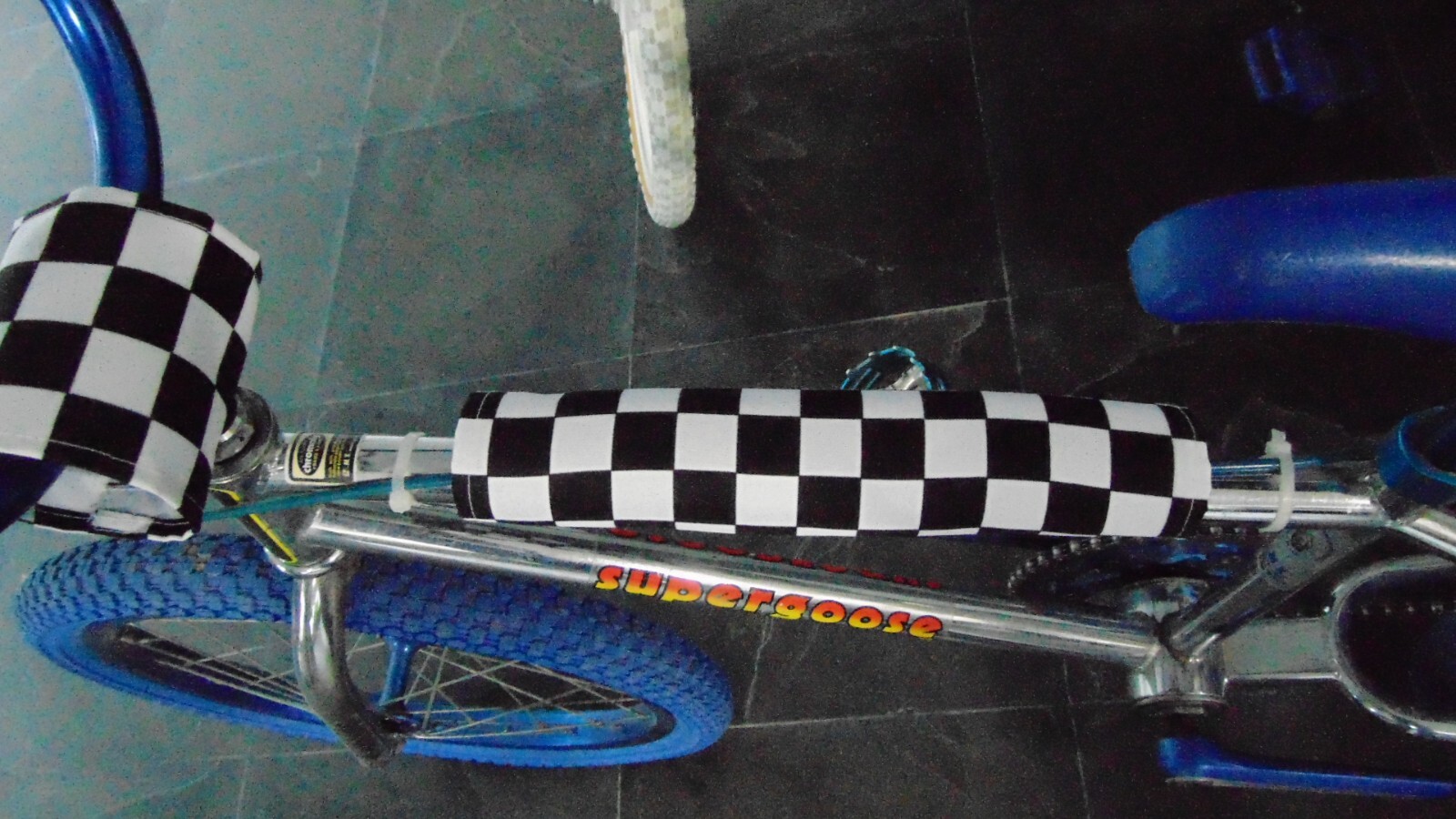 CHECKERED CLASSIC BIKE BMX PAD SET STEM HANDLEBAR TOP TUBE PADSET BLACK GREEN