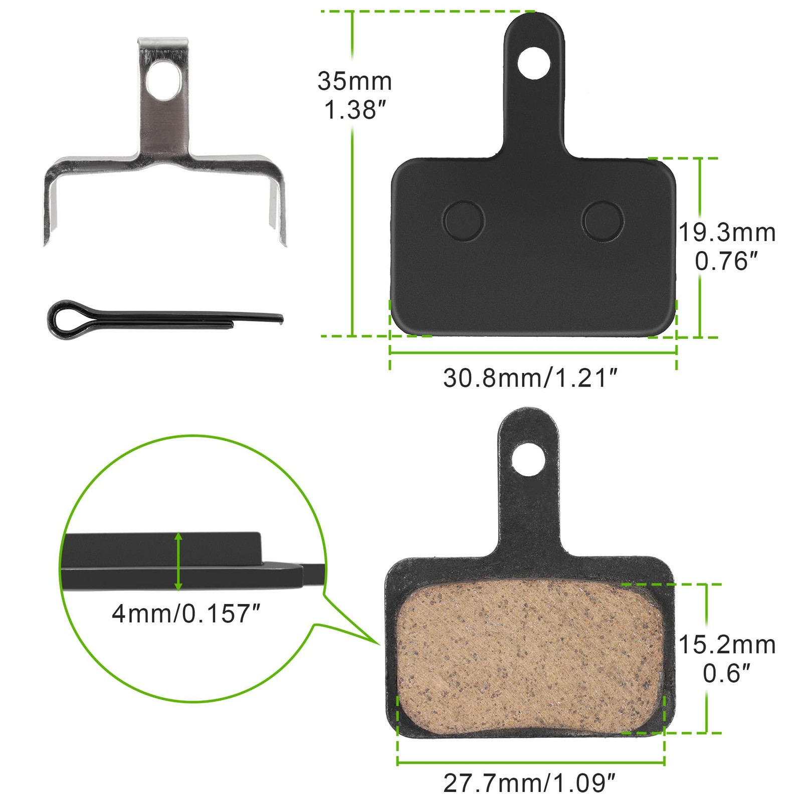 4 Pairs Metal Premium Ebike Brake Pads, Noise Free Disc Brake Pads with Insta…