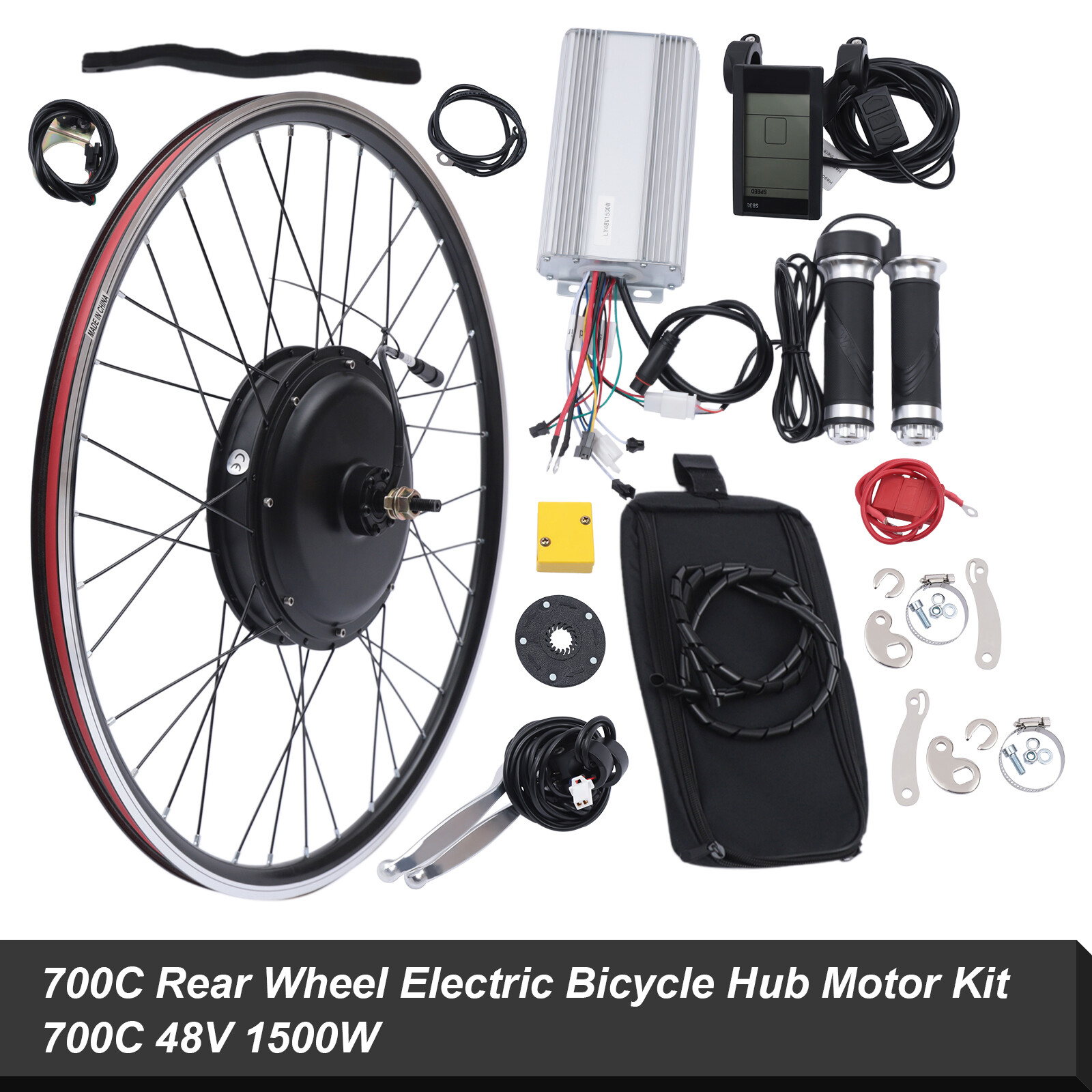 Ebike 1500W 48V Waterproof Conversion kit Rear Motor Wheel 700C LCD Display