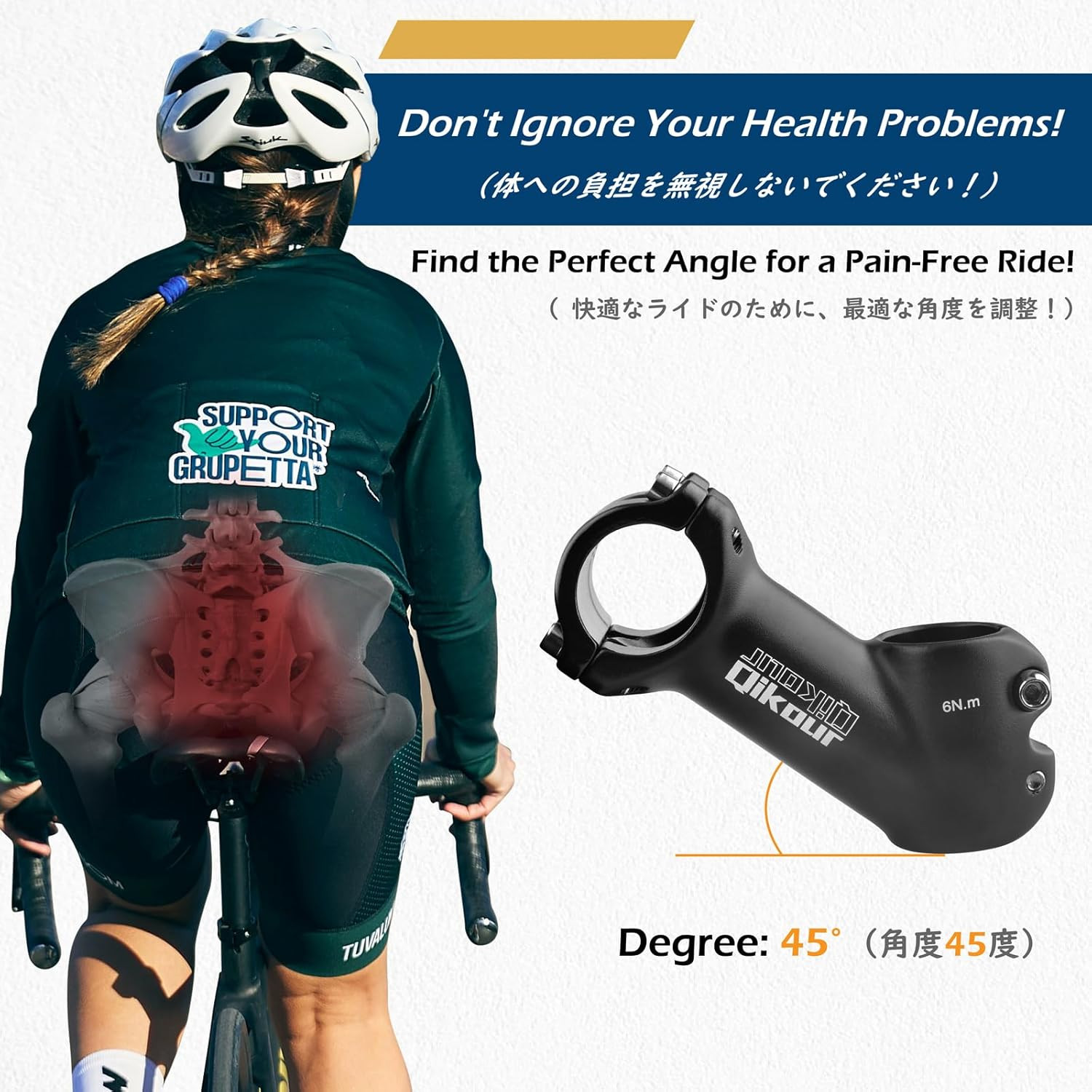 31.8 Bike Stem 45 Degree 90Mm Bicycle Handlebar Stem Riser Bar Clamp MTB Stem fo