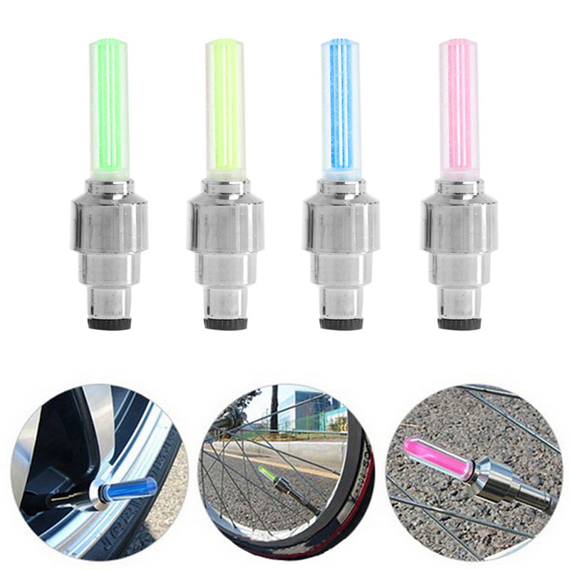 LOT 2x or 4x LED Valve Cap Bicycle Bike Wheel Tire Light Spoke Lamp Motorcycle