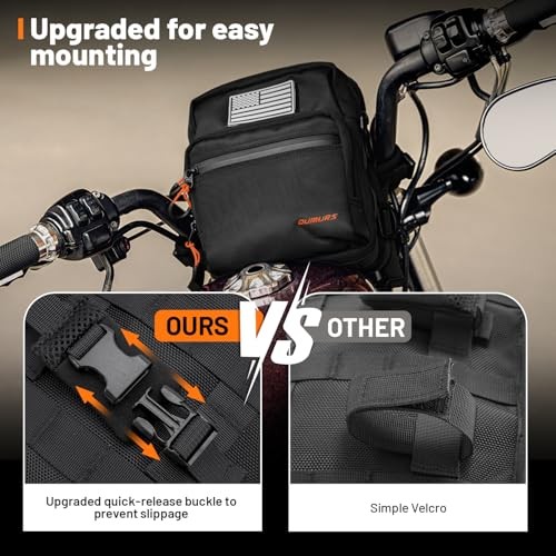 Motorcycle Handlebar Bags,1680D Water-resistant Universal Bar bag Black Matt