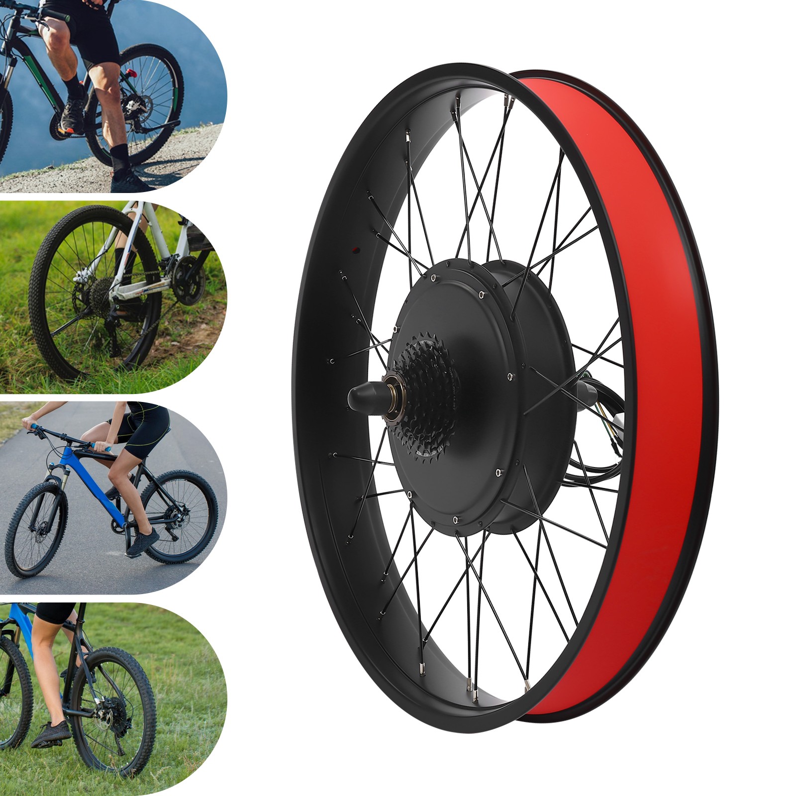 26″ Electric Bicycle Conversion Kit Fat Tire E-Bike Rear Hub Motor LCD 48V 1000W