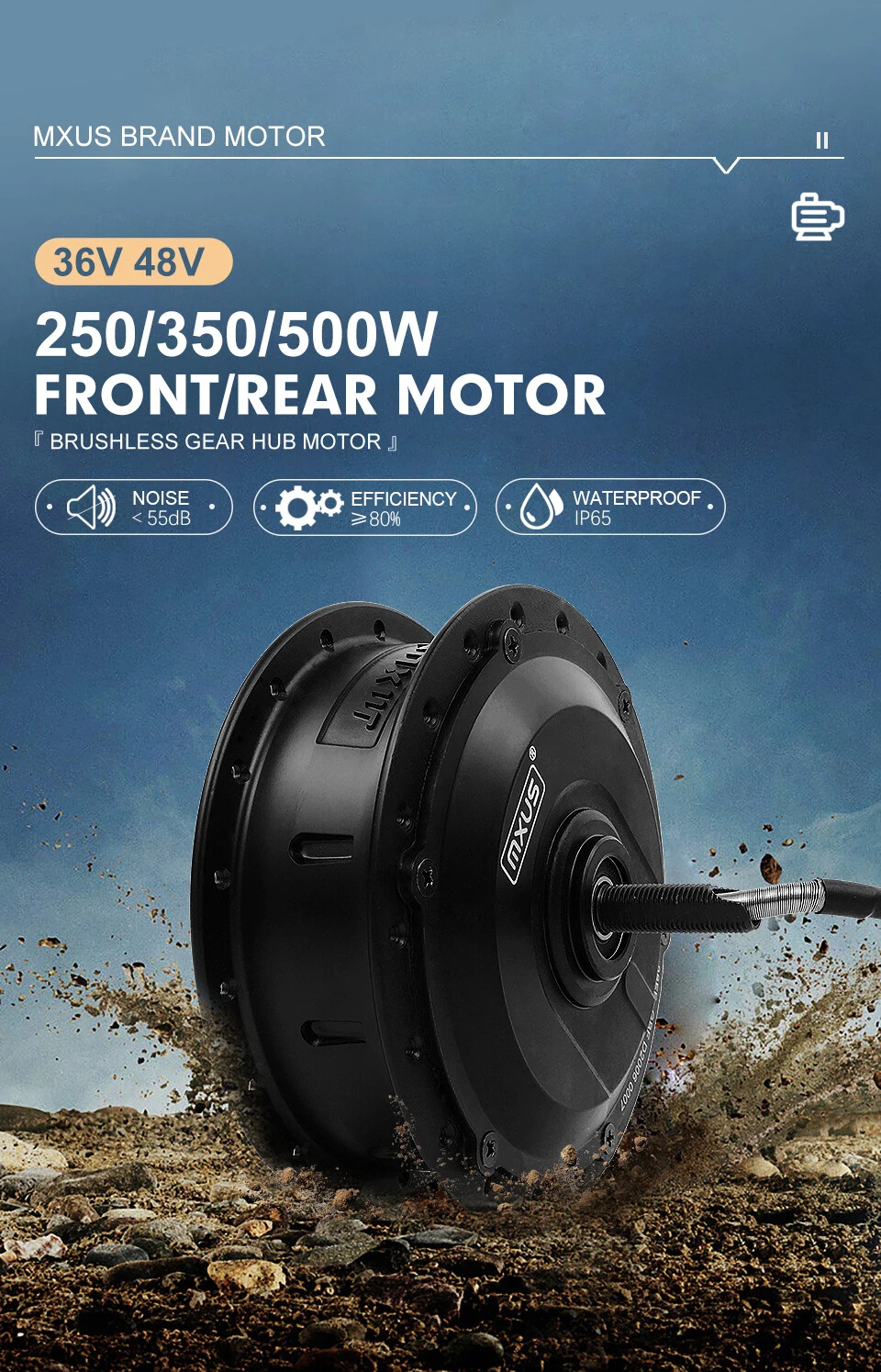 250W 350W 500W 36V48V Electric Bike Motor E-Mountain Bike Front Rear Wheel Drive