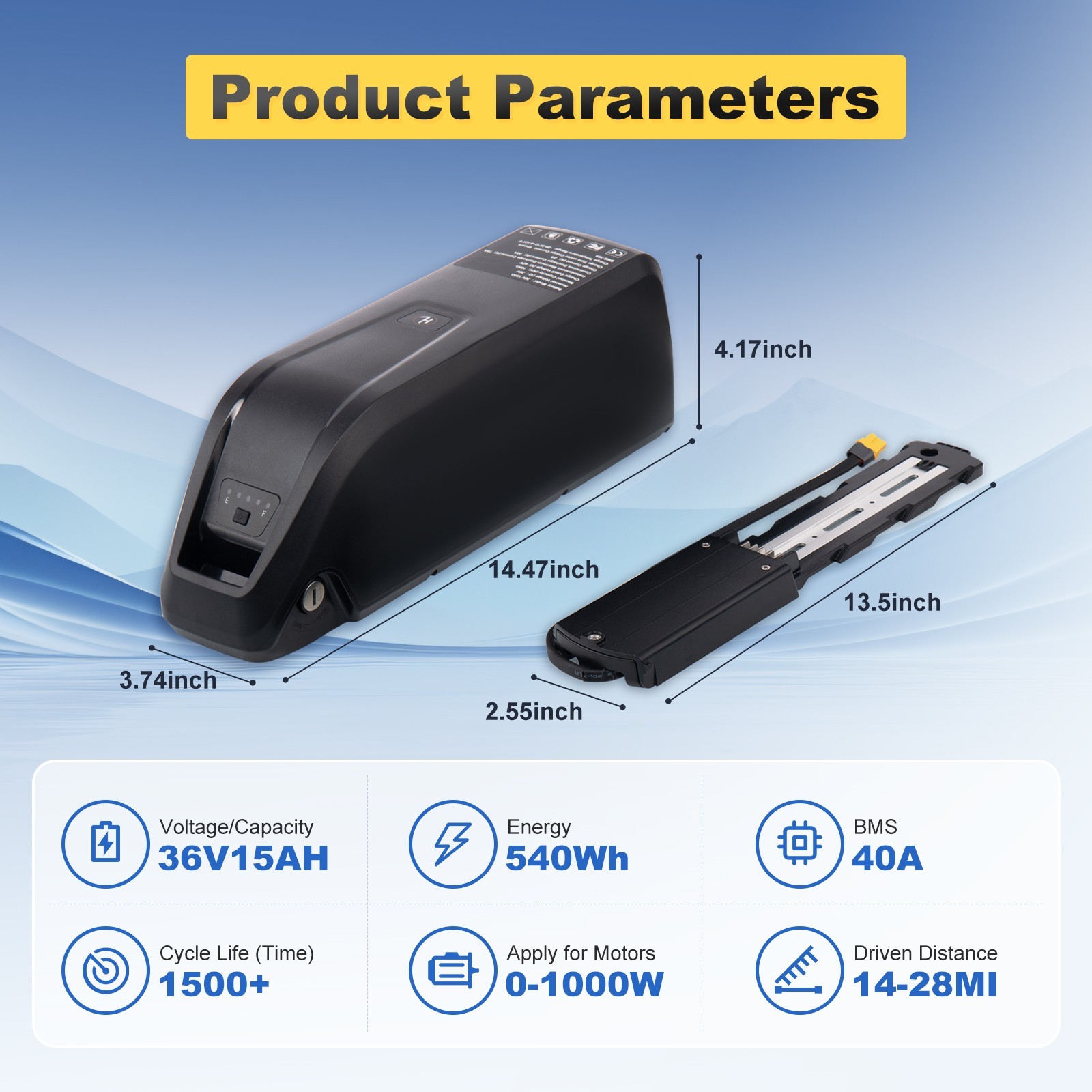 36V 5PIN 10Ah 15Ah 20Ah Ebike Lithium Battery applicable to for 0-1200W motors