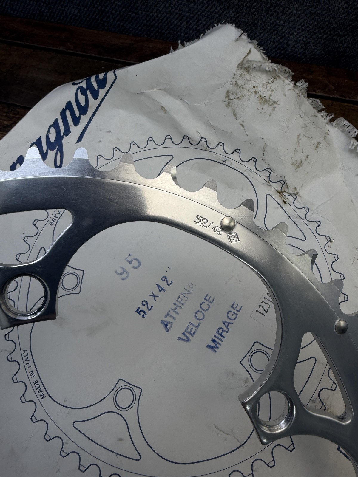 Vintage Campagnolo 52T Chainring 135 BCD NOS 5-Arm Silver Italy Athena Veloce