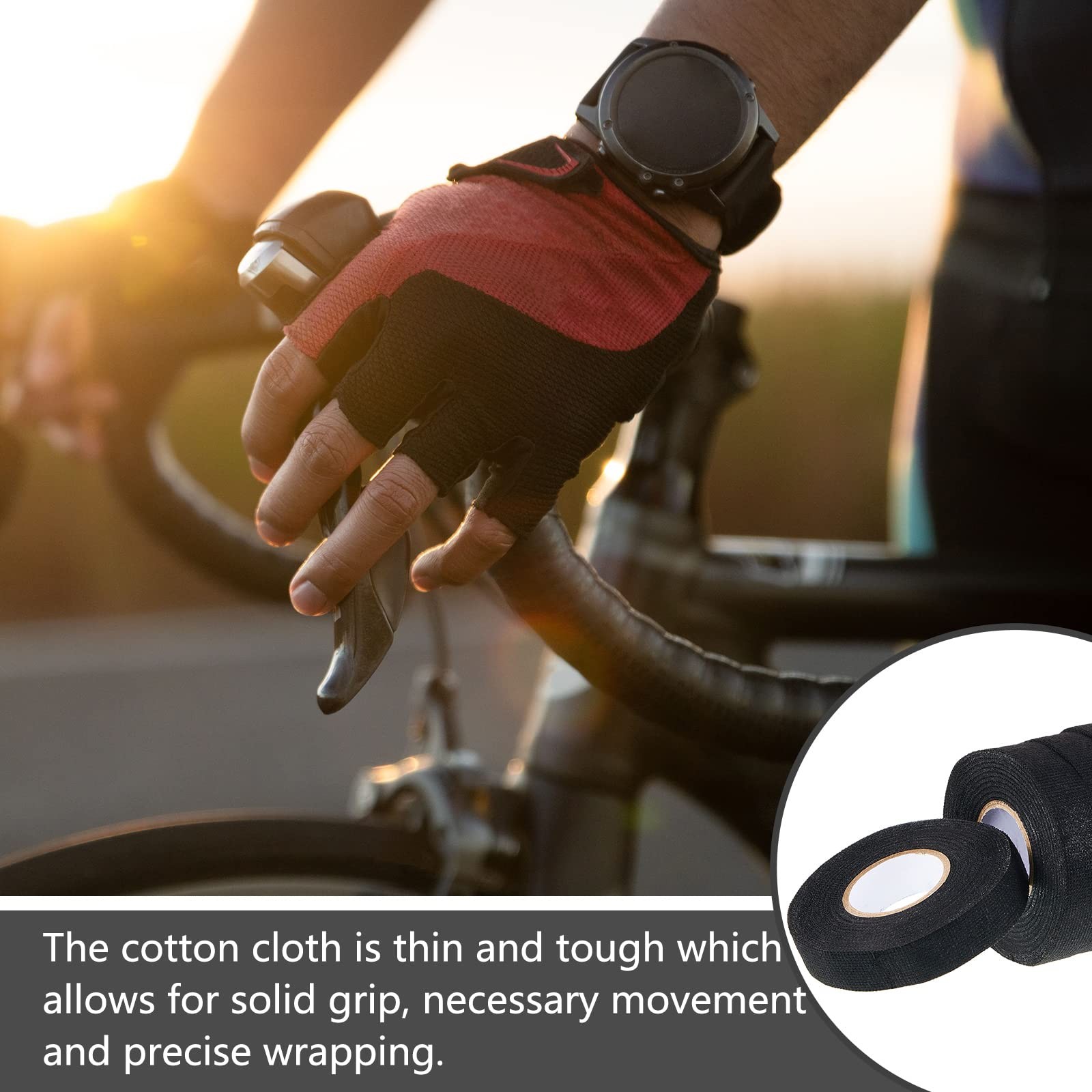 Jecery 4 Pcs Cloth Bike Handlebar Tape 10 ft Roll Bike Bar Grip Tape, 0.75 Inche