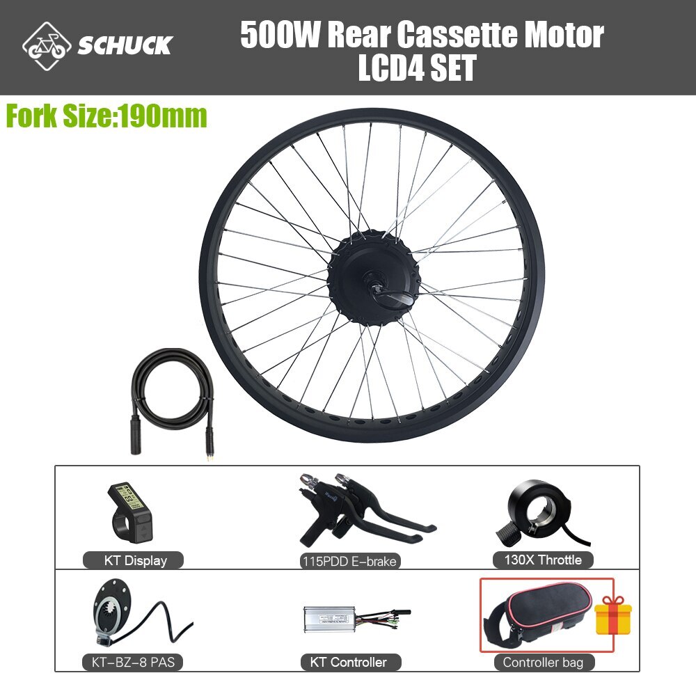 36V 48V 500W Rear Cassette Brushless Gear Motor Conversion Kit 20 26 Inch Wheel