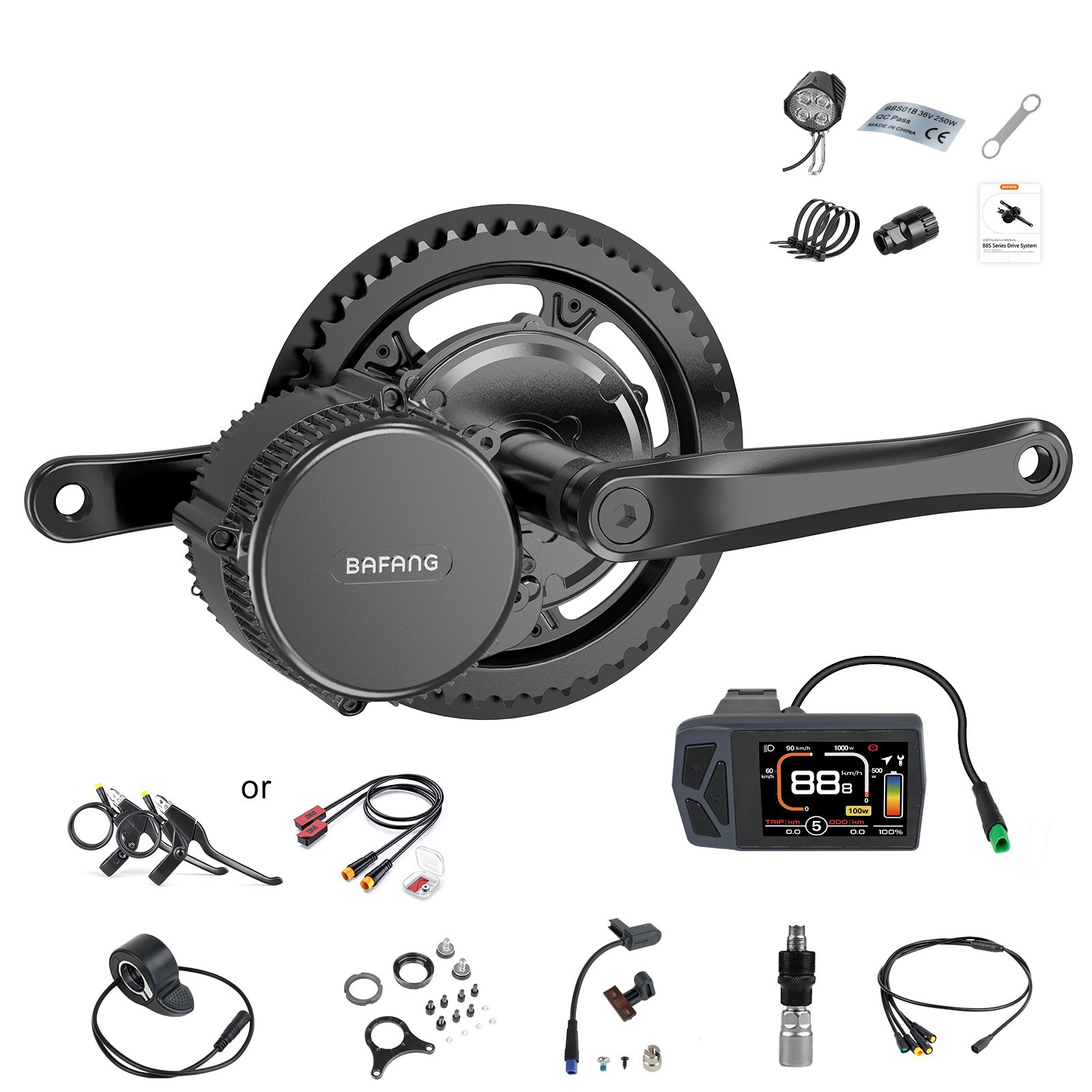 36V 48V Bafang Mid Drive Motor 250W/500/750 DIY Ebike Conversion Kits 68mm-100mm