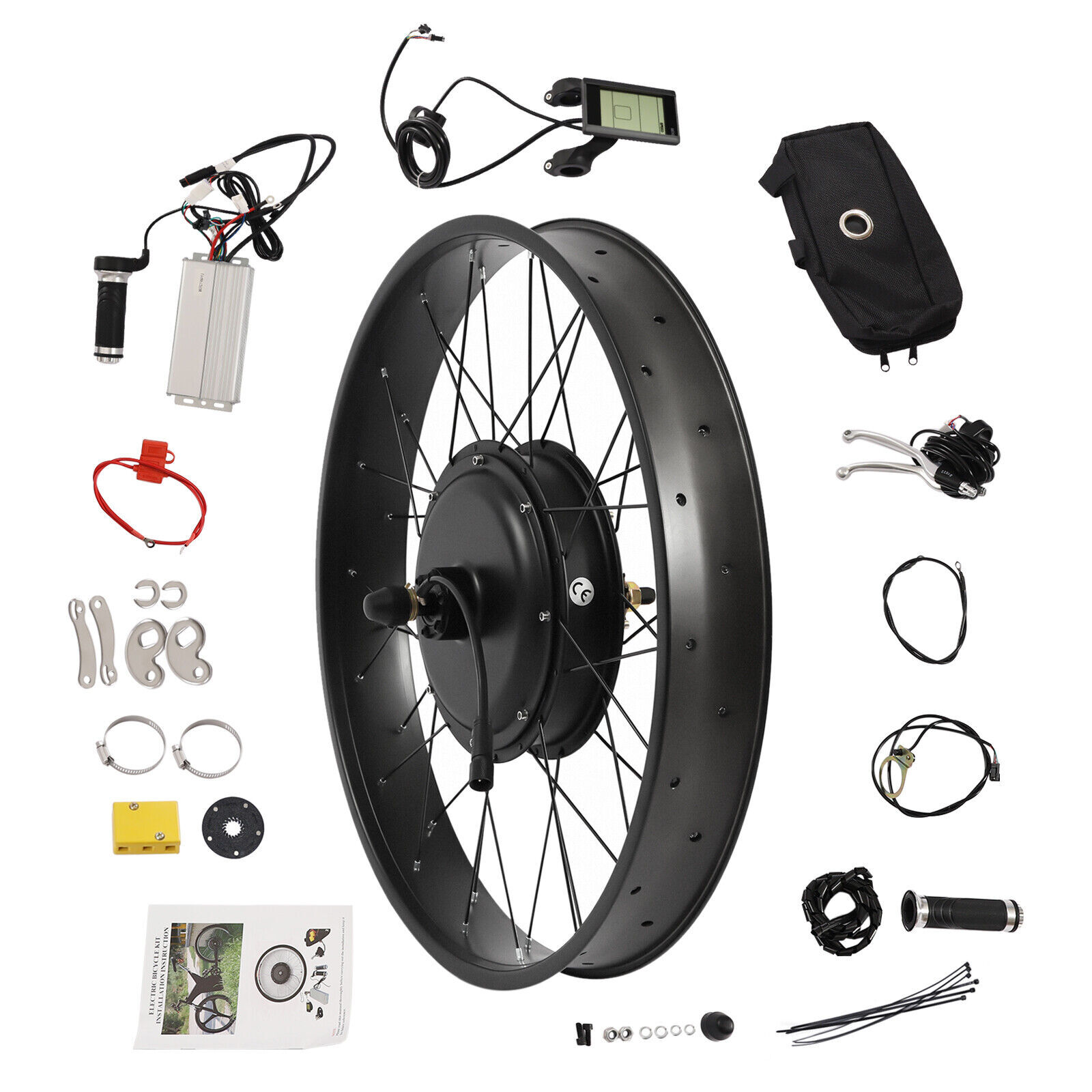 26″ 1200W Fat Tire Electric Bicycle Motor E-Bike Rear Wheel LCD Conversion Kit