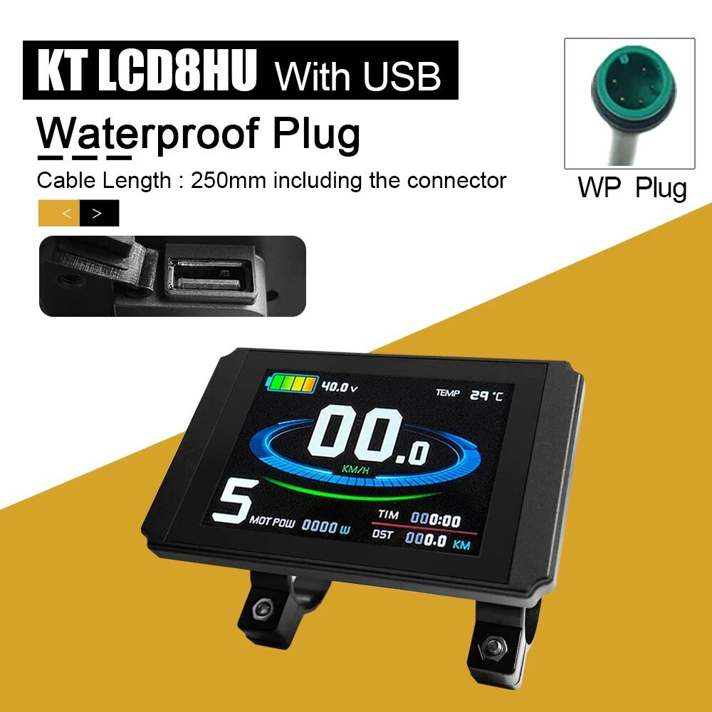 E-bike LCD8H LCD8HU Display with USB 24V/36V/48V/52V/60V72V E-bike Display