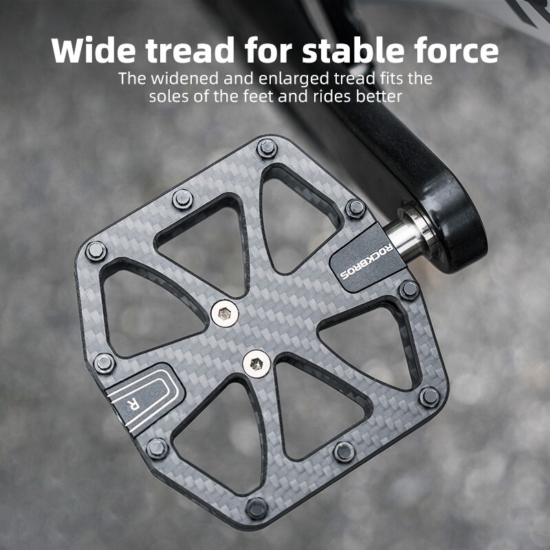 ROCKBROS Bicycle Carbon Pedal Titanium Axle Super Light 3Bearing Anti-Skid Pedal