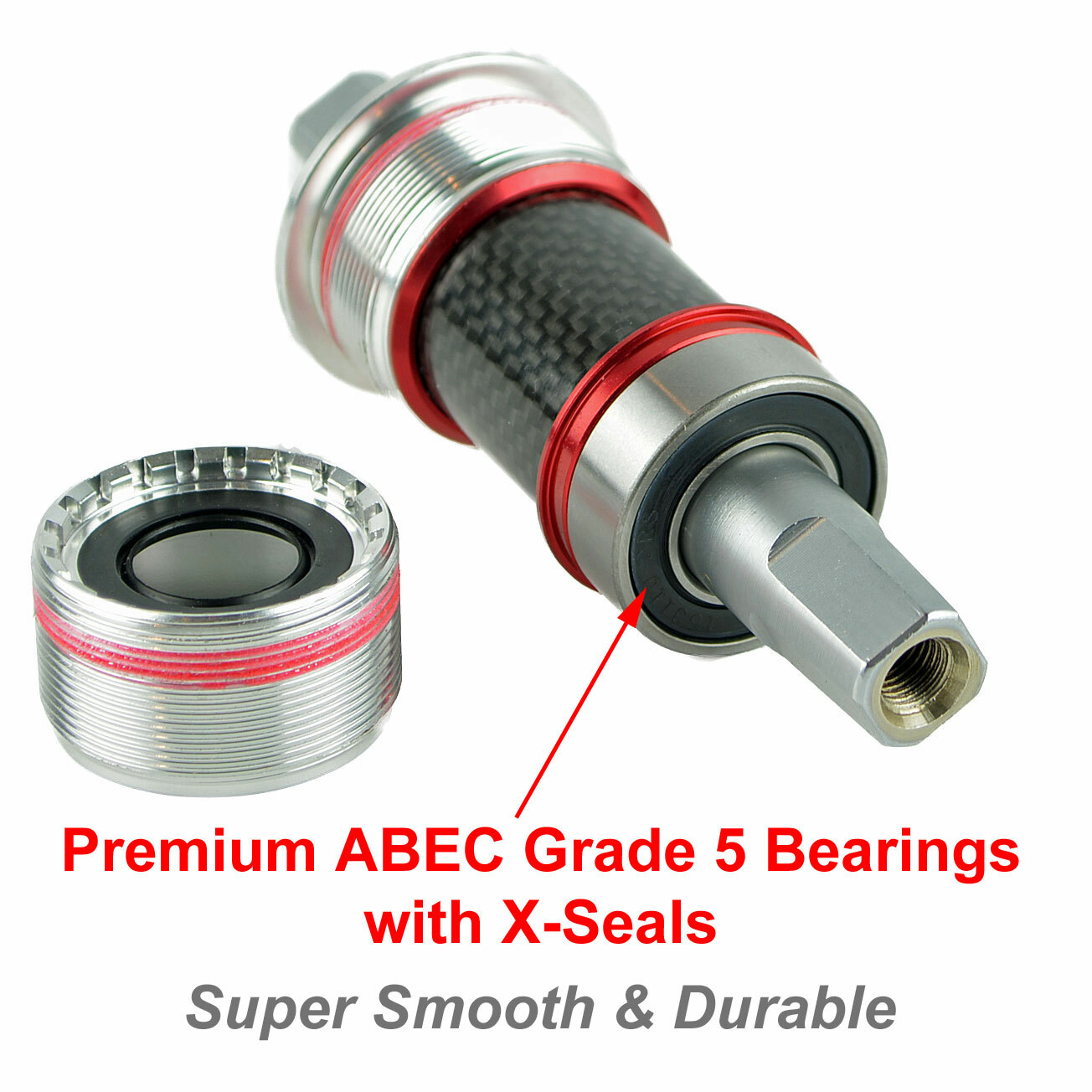 OMNI Racer Cromoly Steel JIS Square Taper Bottom Bracket: 103-127mm Lengths