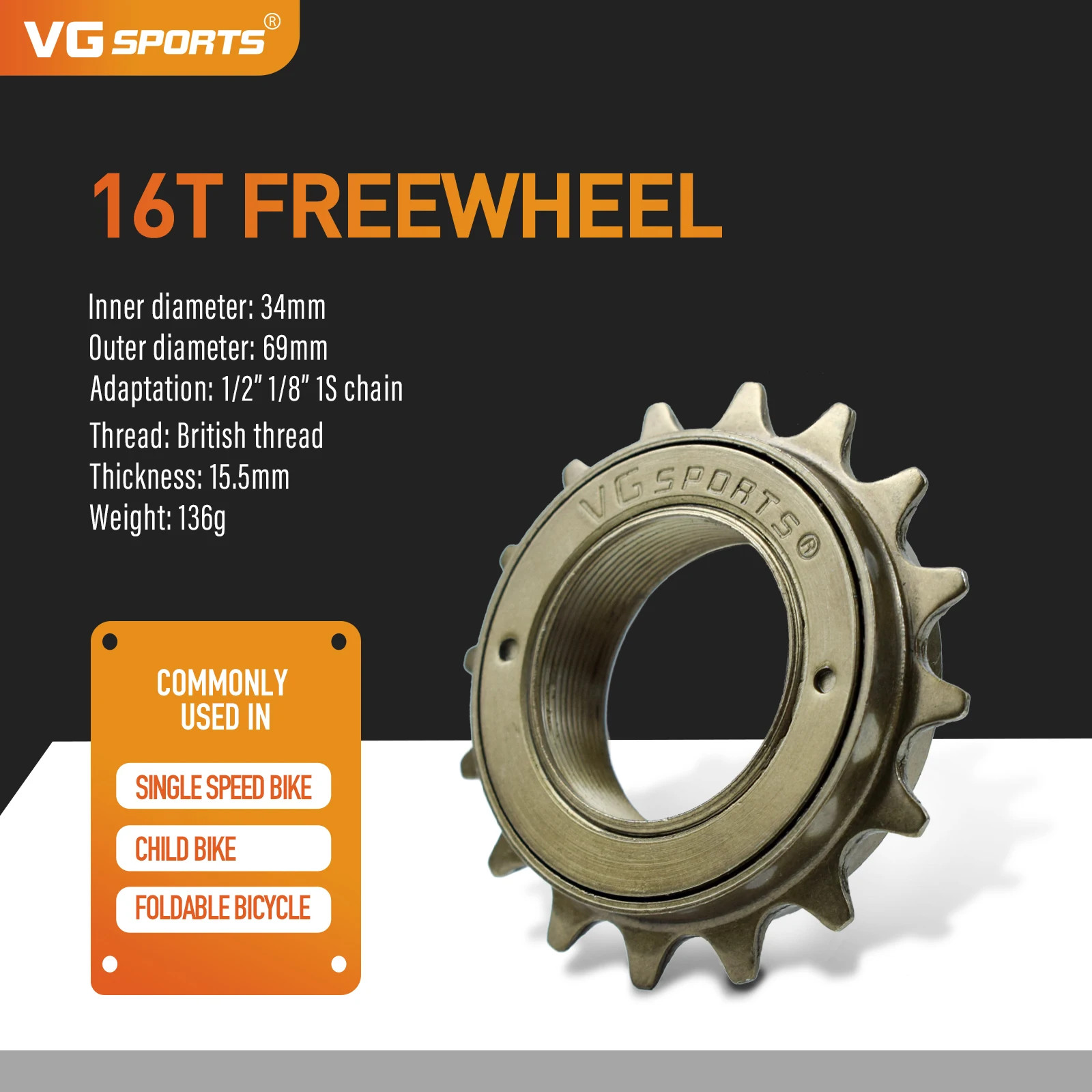 Single Speed Bicycle Freewheel 16T-24T BMX 34mm Cog Gear Sprocket Parts