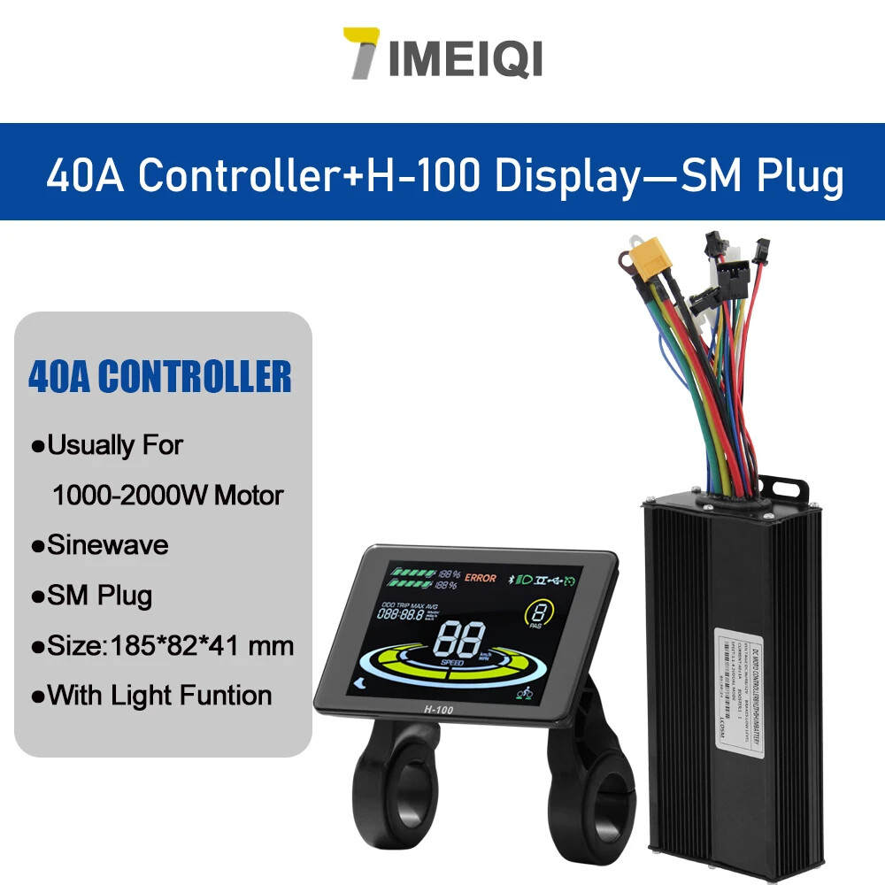 Ebike Sine Wave Three-Mode Controller 36V 48V 52V 40A with S866 S966 LCD Display