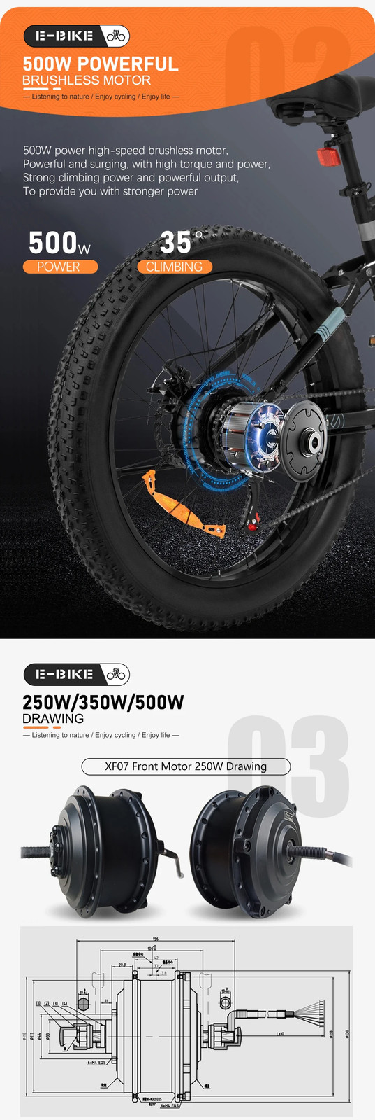 250W-500W Rear Freewheel / Cassette Electric Bike Brushless Gear Hub Motor