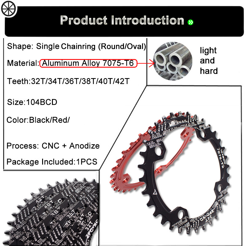 For Shimano MTB Crank 104BCD Single Crankset 30-42T Narrow Wide Chain Chainring