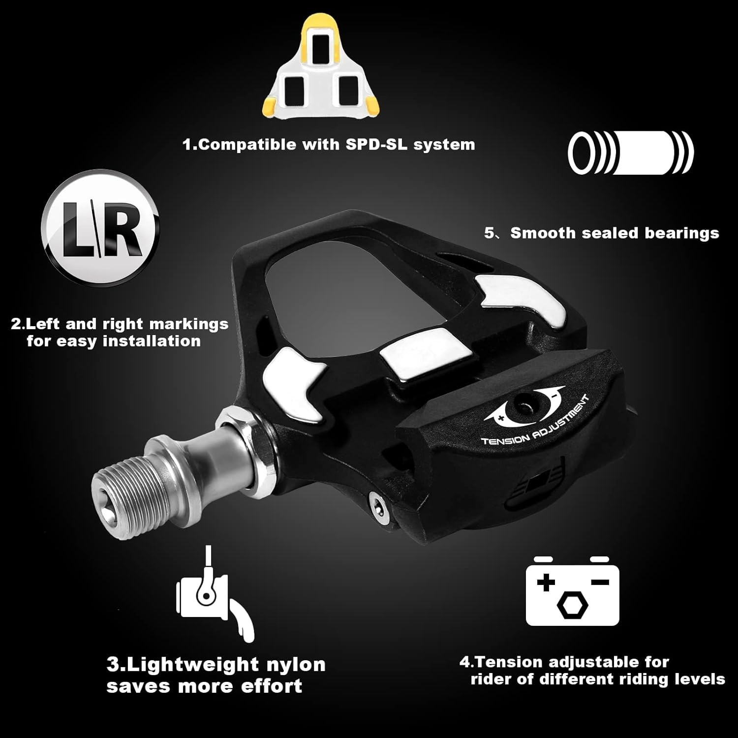 SPD-SL Pedals PD-R8000 Road Bike For Shimano SPD-SL Cleats For Cycling 9/16″