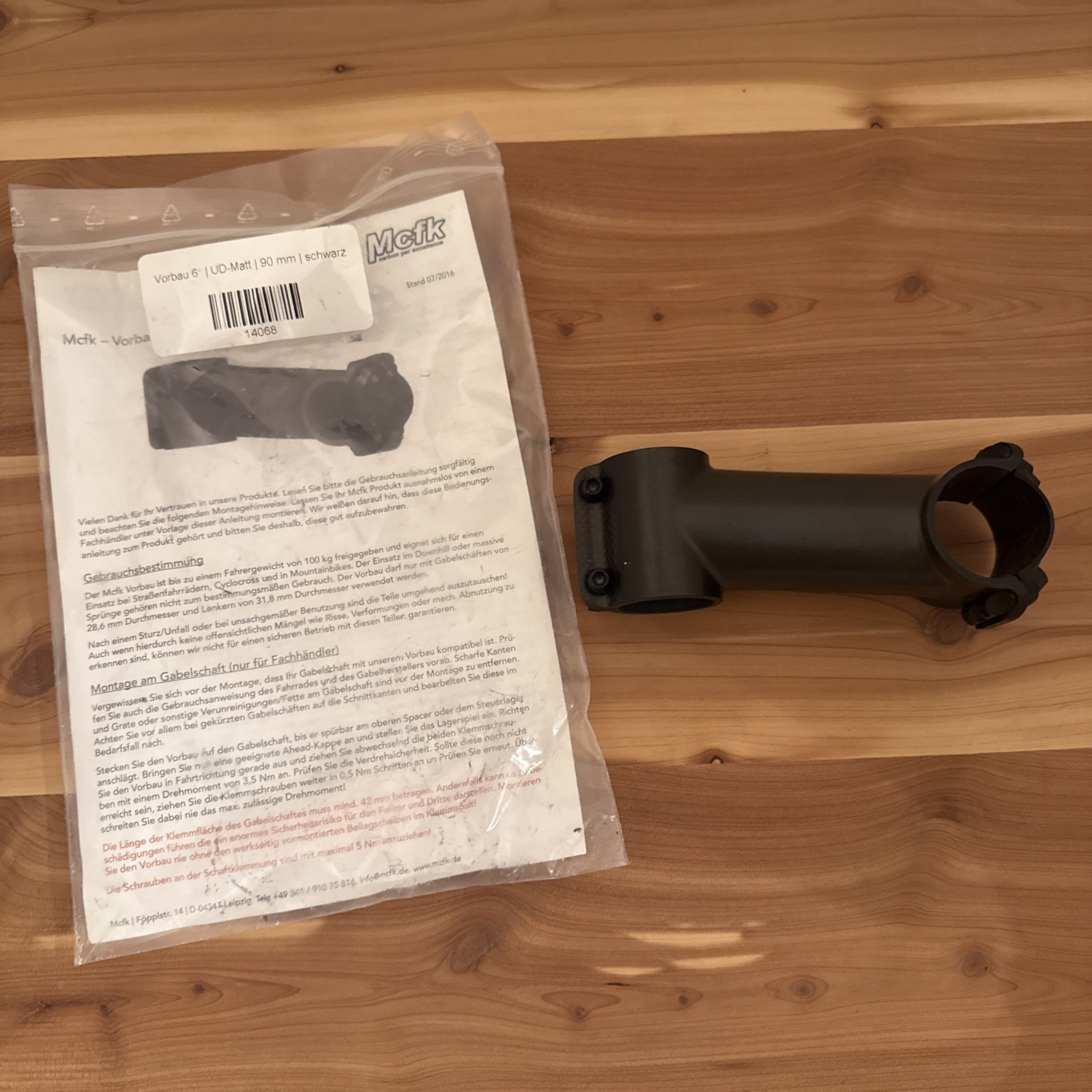 Mcfk Carbon Road Bike Stem Ultralight 90mm UD Matte 2016
