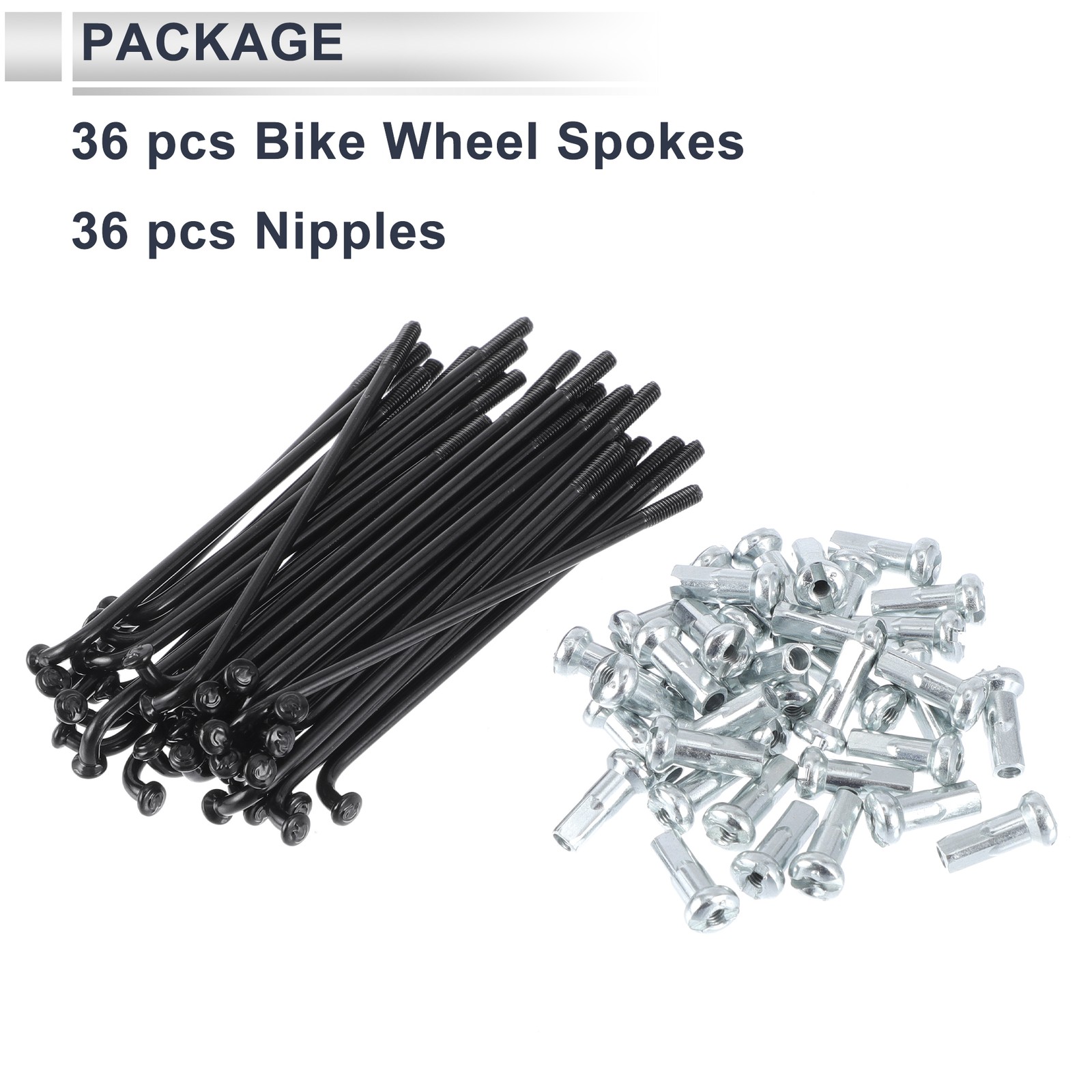 13G 78mm Universal Black Steel Nipple Bicycle Spokes Set