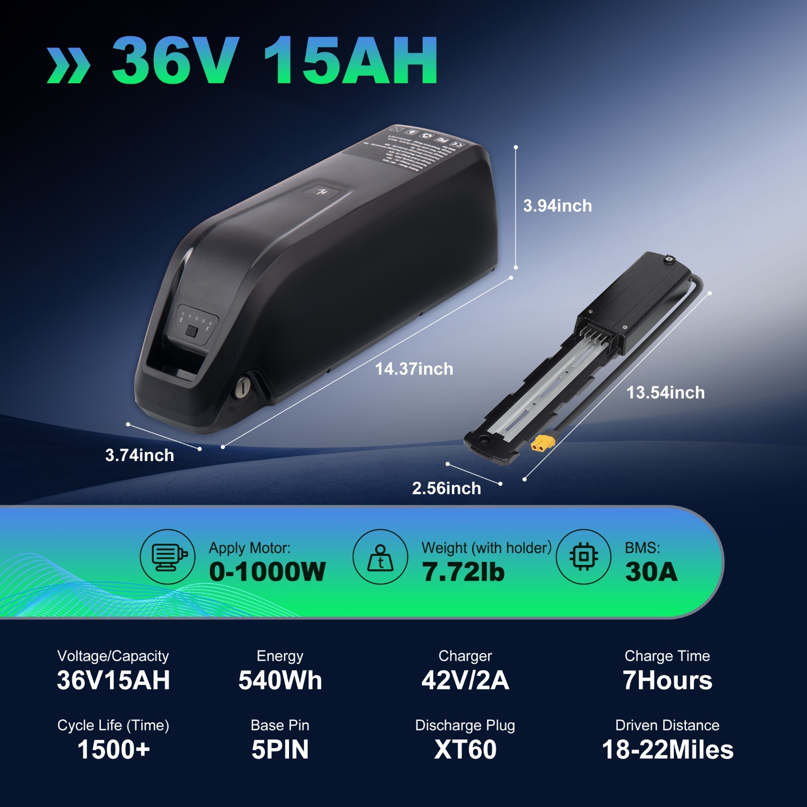 52V 48V 36V 10Ah 15Ah 20Ah Electric Bicycle Ebike Lithium Battery Rechargeable
